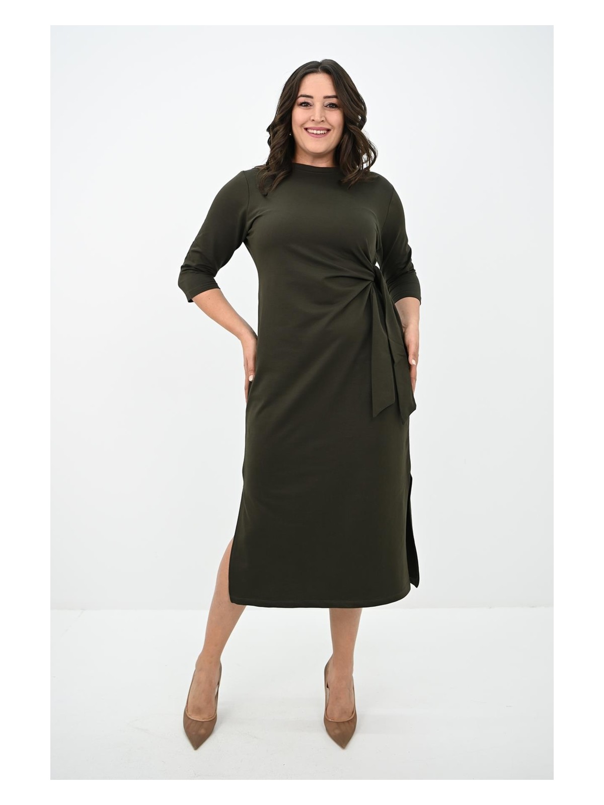 Moda Xlarge Kadın Büyük Beden Bel Bağlama Detaylı Elbise 5274-25