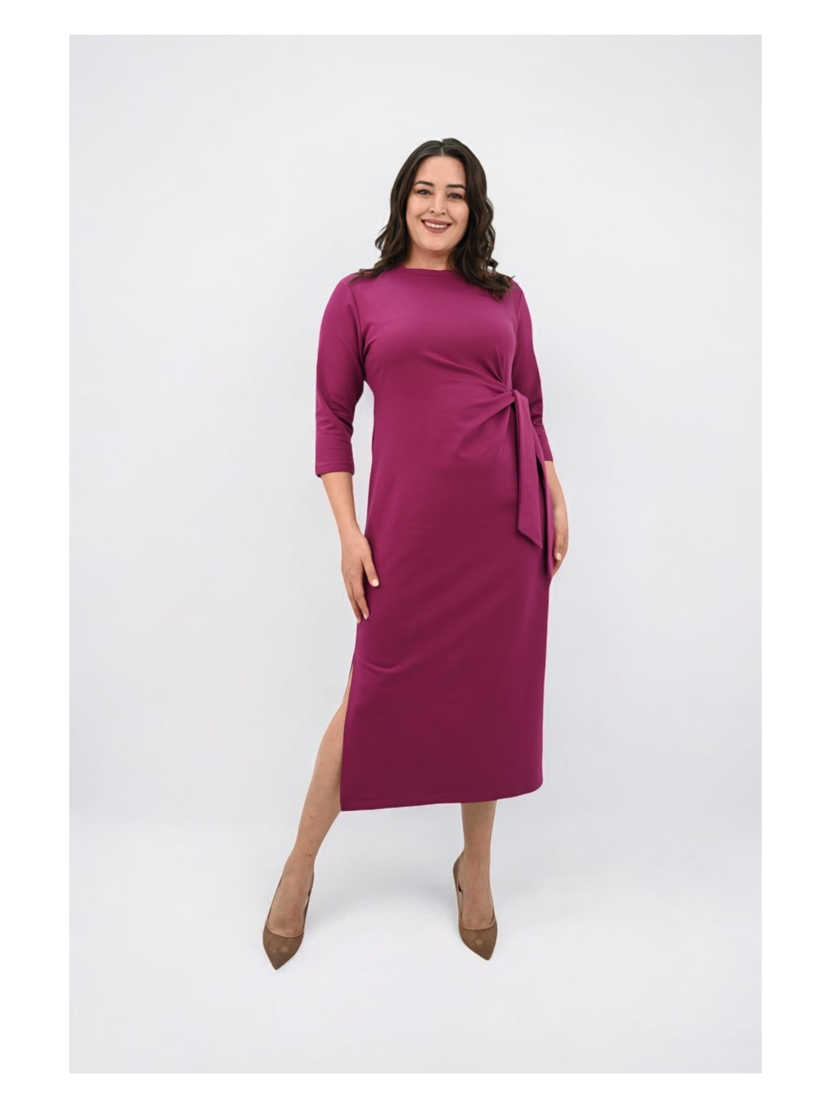 Moda Xlarge Kadın Büyük Beden Bel Bağlama Detaylı Elbise 5274-25 - Görsel 8