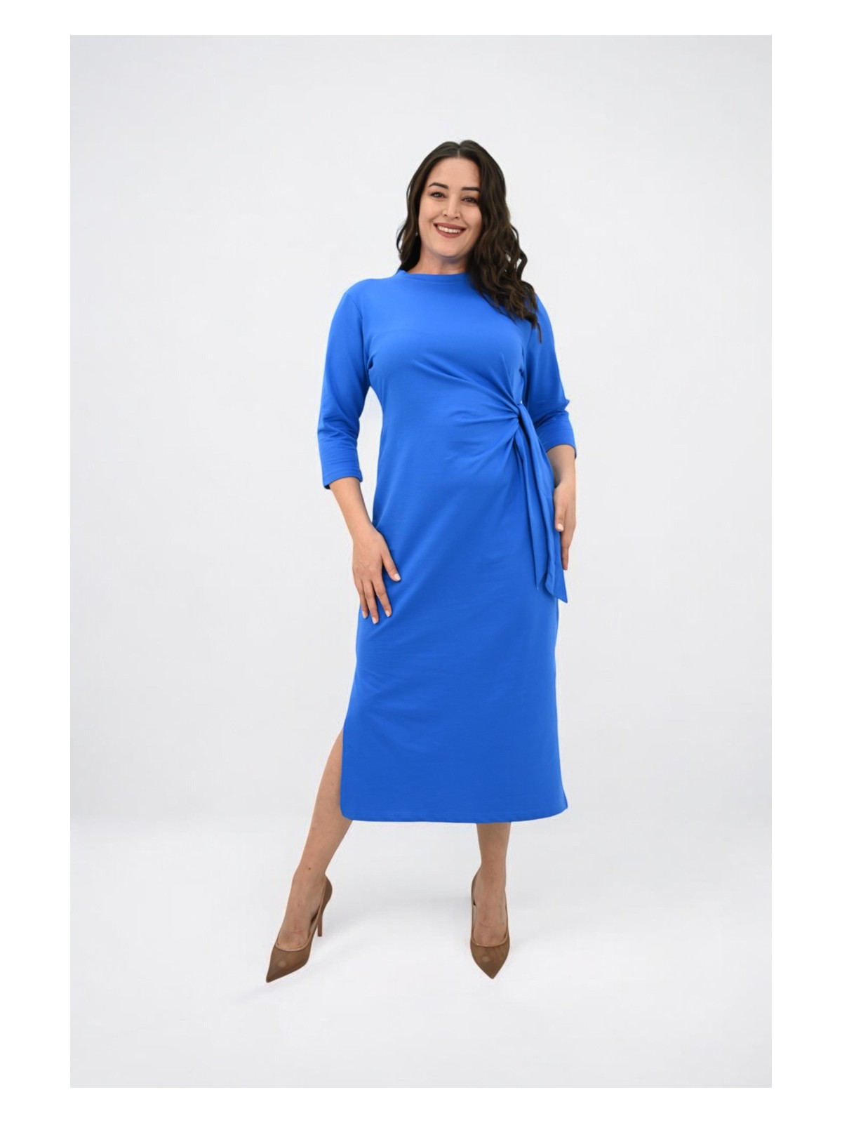 Moda Xlarge Kadın Büyük Beden Bel Bağlama Detaylı Elbise 5274-25 - Görsel 9