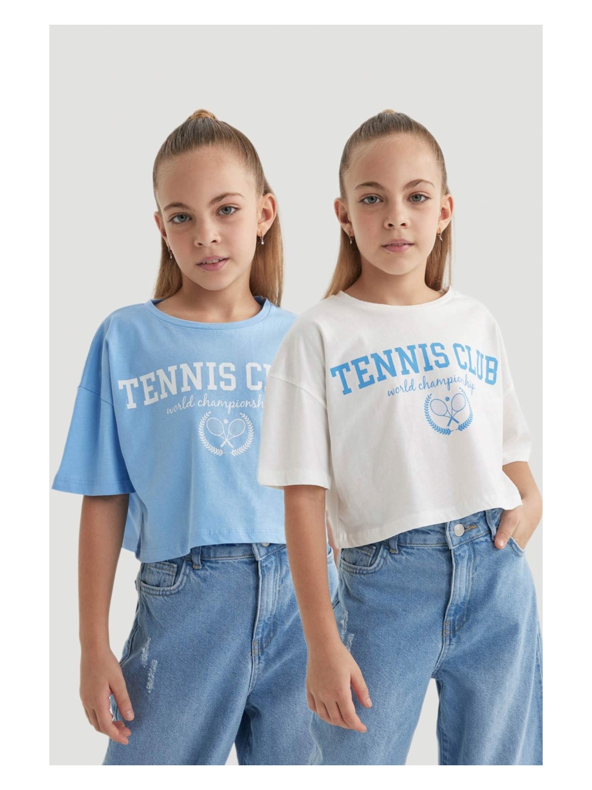 DeFacto Crop Bisiklet Yaka 2'li Kısa Kollu Tişört Kız Çocuk B7795A8NS - Görsel 6