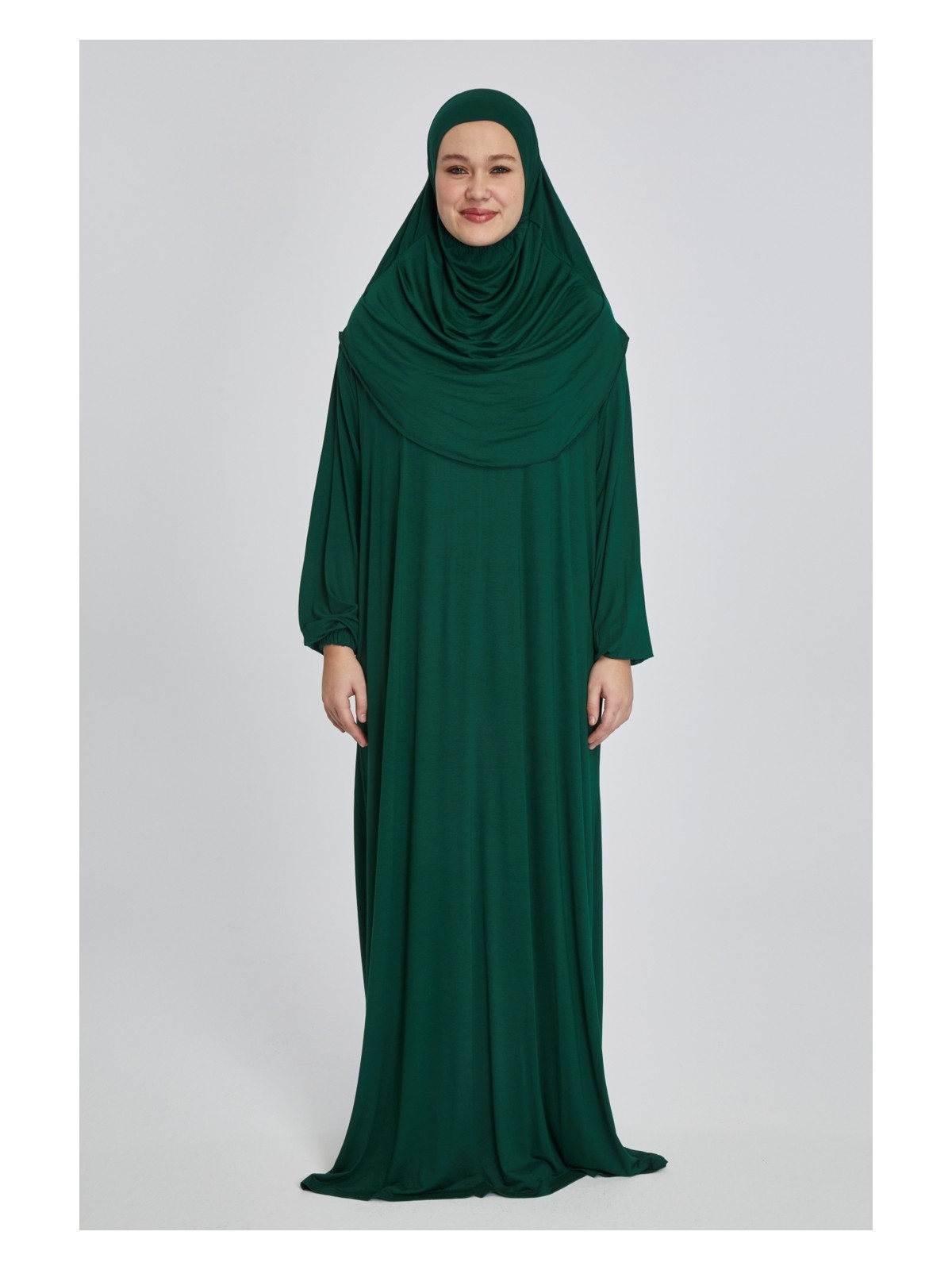 Manolyaşal İslamic Hijab Manolyaşal Pratik Başörtülü Rahat Giyilebilen Organik Tek Parça Namaz Elbisesi - Çikolata - Görsel 3