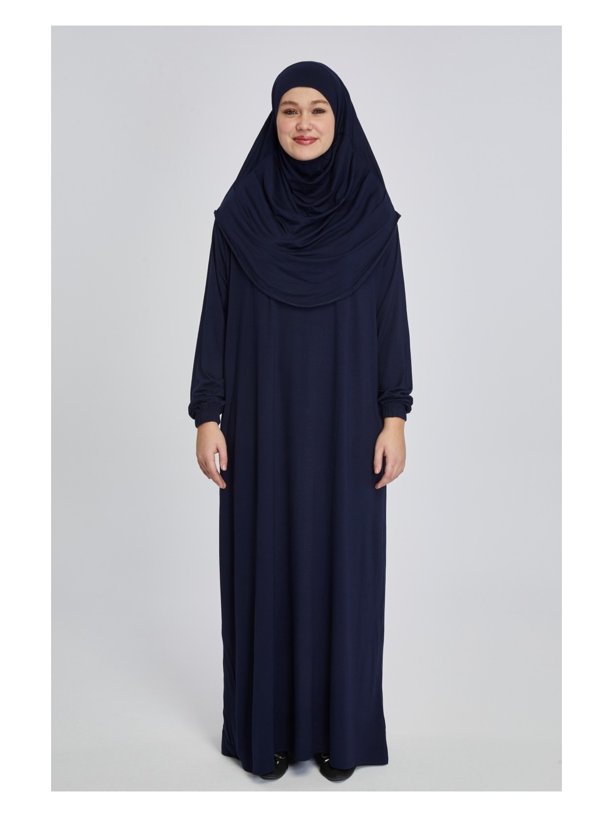 Manolyaşal İslamic Hijab Manolyaşal Pratik Başörtülü Rahat Giyilebilen Organik Tek Parça Namaz Elbisesi - Çikolata - Görsel 4