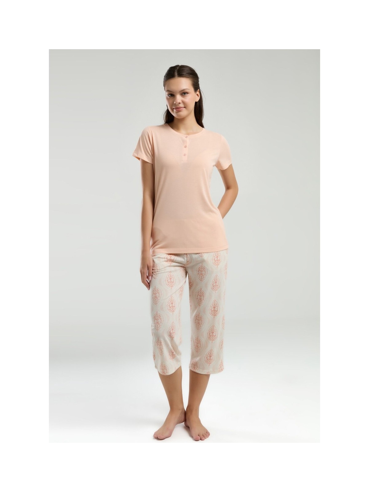 Arnetta Kısa Kol Kapri Kadın Pijama Takım 3258 - Görsel 4
