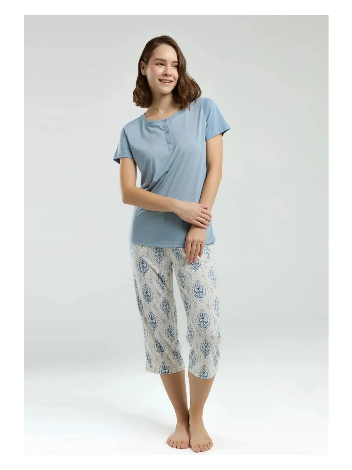 Arnetta Kısa Kol Kapri Kadın Pijama Takım 3258