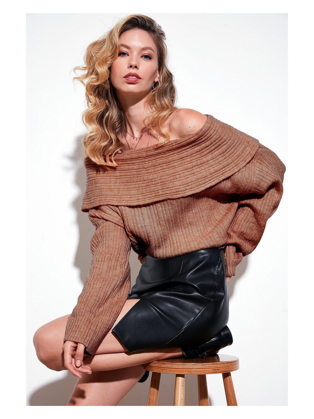 Lela Oversize Fit Madonna Yaka Triko Kazak Bayan KAZAK 4615216