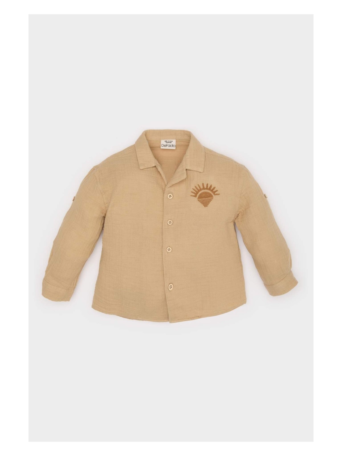 DeFacto Nakışlı Müslin Uzun Kollu Gömlek Erkek Bebek E2023A525SP