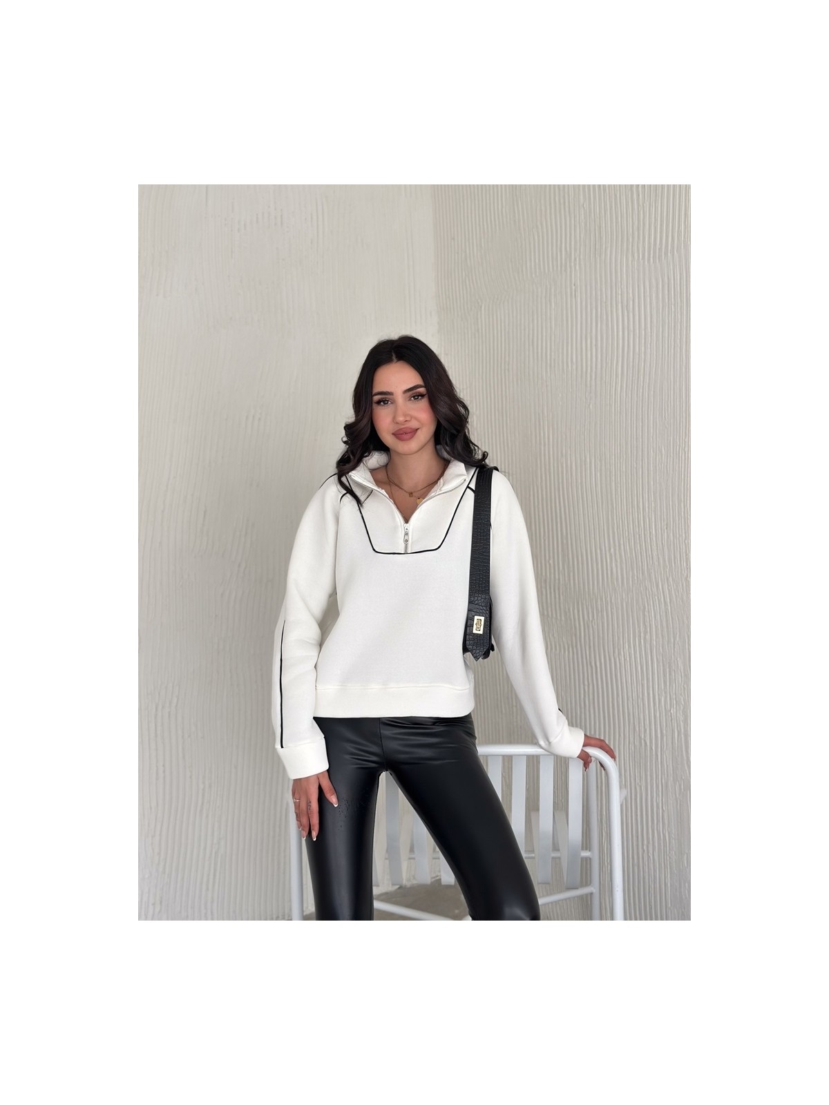 Shade Kadın Yarım Fermuarlı Oversize Sweatshirt Mb- - Görsel 3