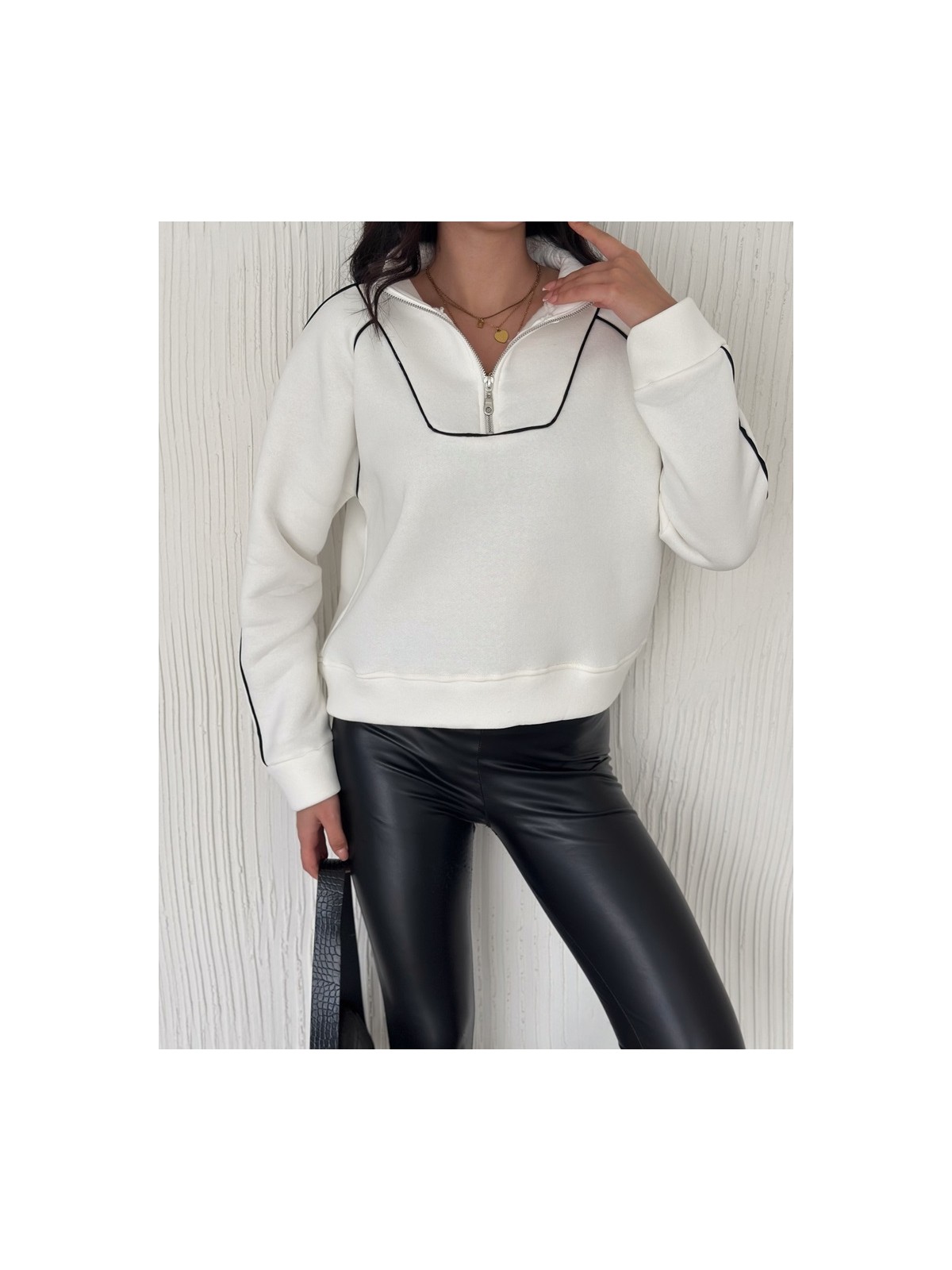 Shade Kadın Yarım Fermuarlı Oversize Sweatshirt Mb- - Görsel 5