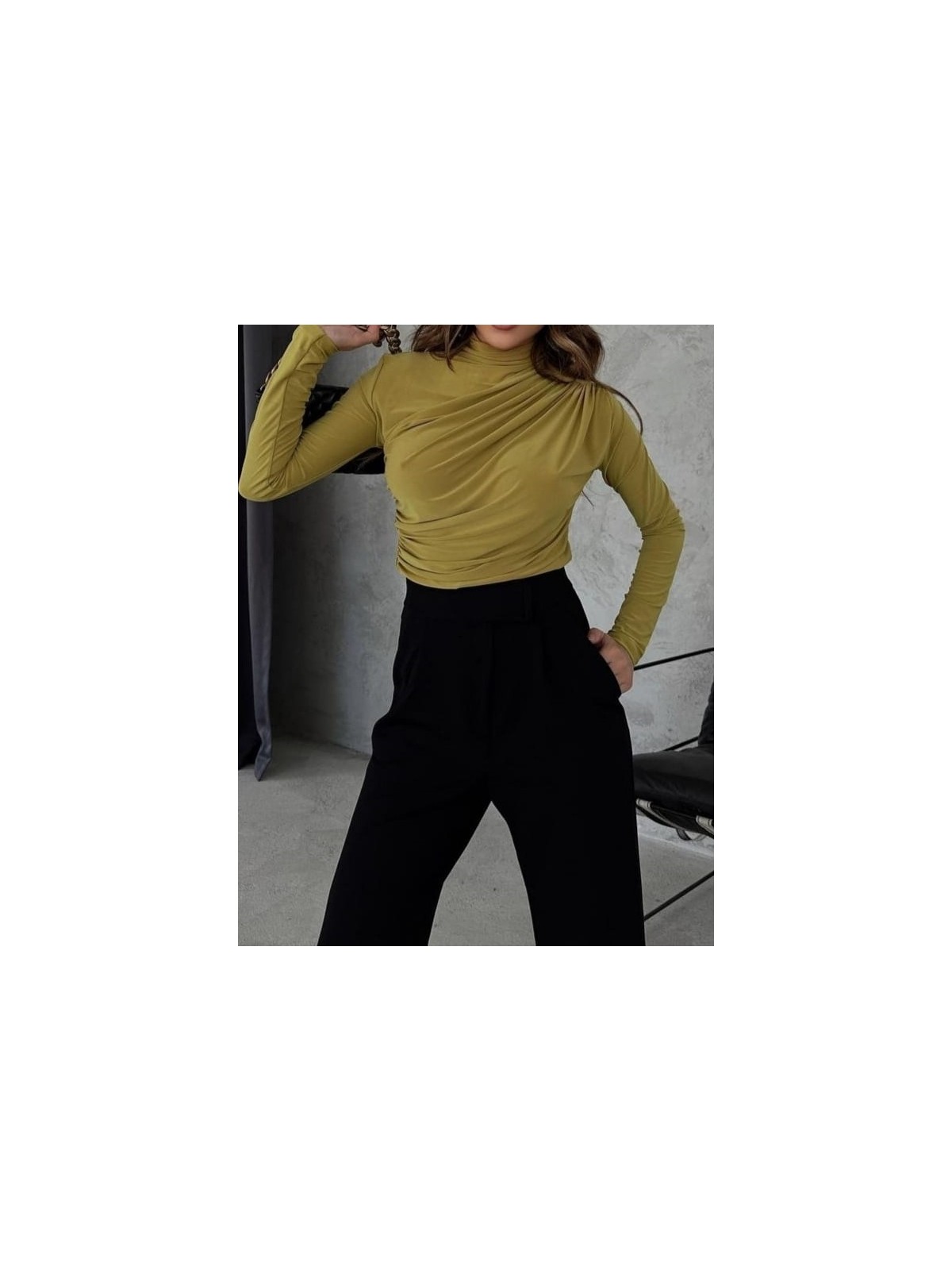 peri tower Kadın Dik Yaka Büzgülü Bluz - Görsel 8