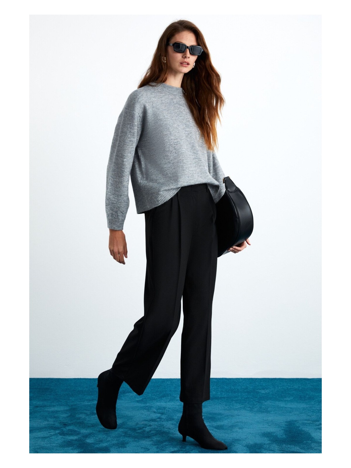 Grimelange Nanna Kadın Oversize Fit Bol Kalıp Yuvarlak Yaka Recycle Triko Grimelanj Kazak