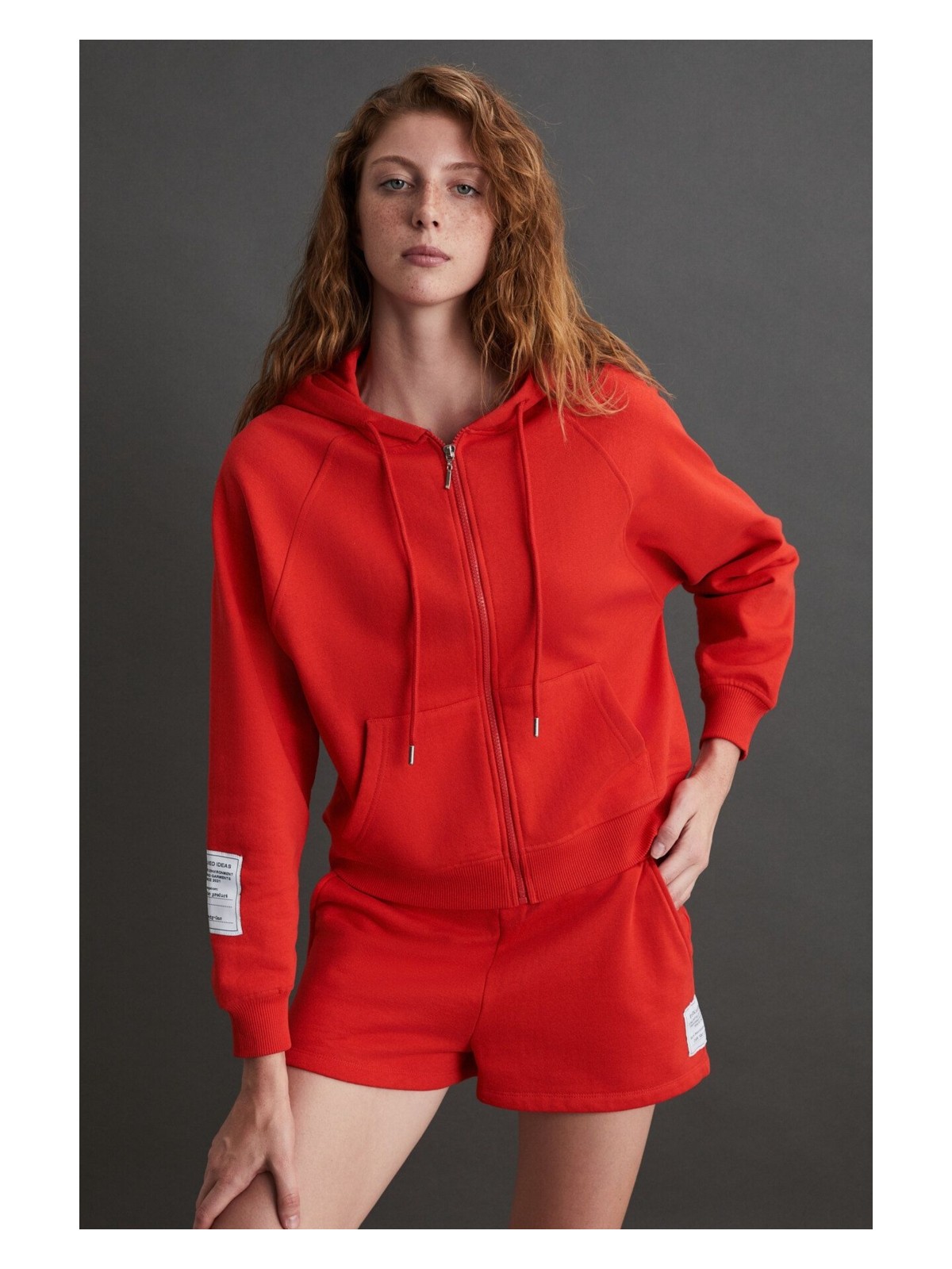 Grimelange Lyka Kadın Organik Pamuk 3 Iplik Içi Şardonlu Süs Etiketi Detaylı Regular Mavi Sweatshirt - Görsel 5