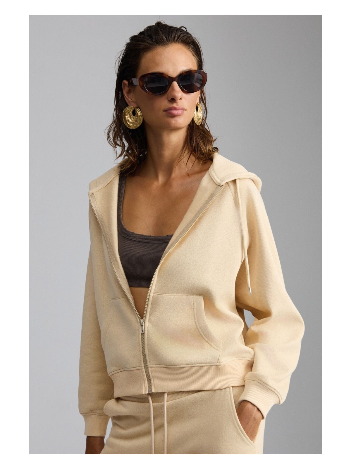 Grimelange Lyka Kadın Organik Pamuk 3 Iplik Içi Şardonlu Süs Etiketi Detaylı Regular Mavi Sweatshirt - Görsel 6