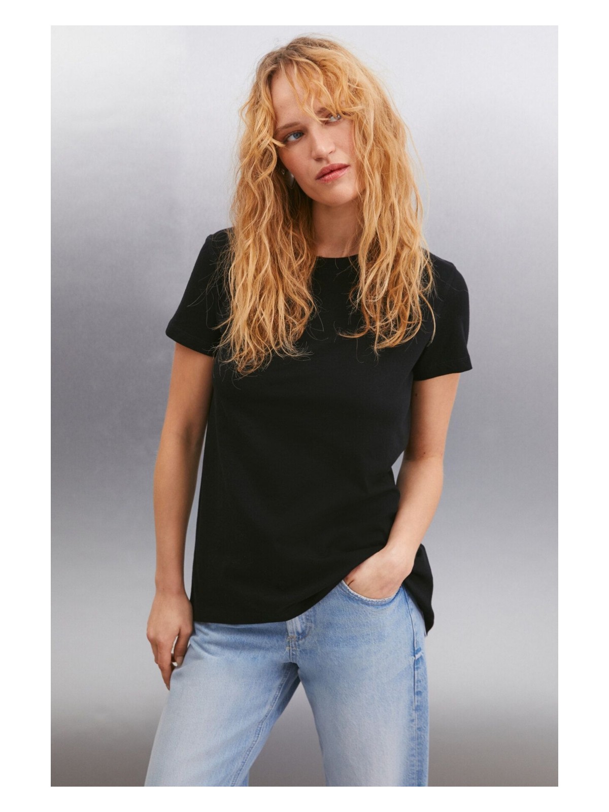 Grimelange Samantha Kadın %100 Organik Pamuklu Comfort Fit Arkası Uzun Basic Örme Pembe T-shirt - Görsel 4