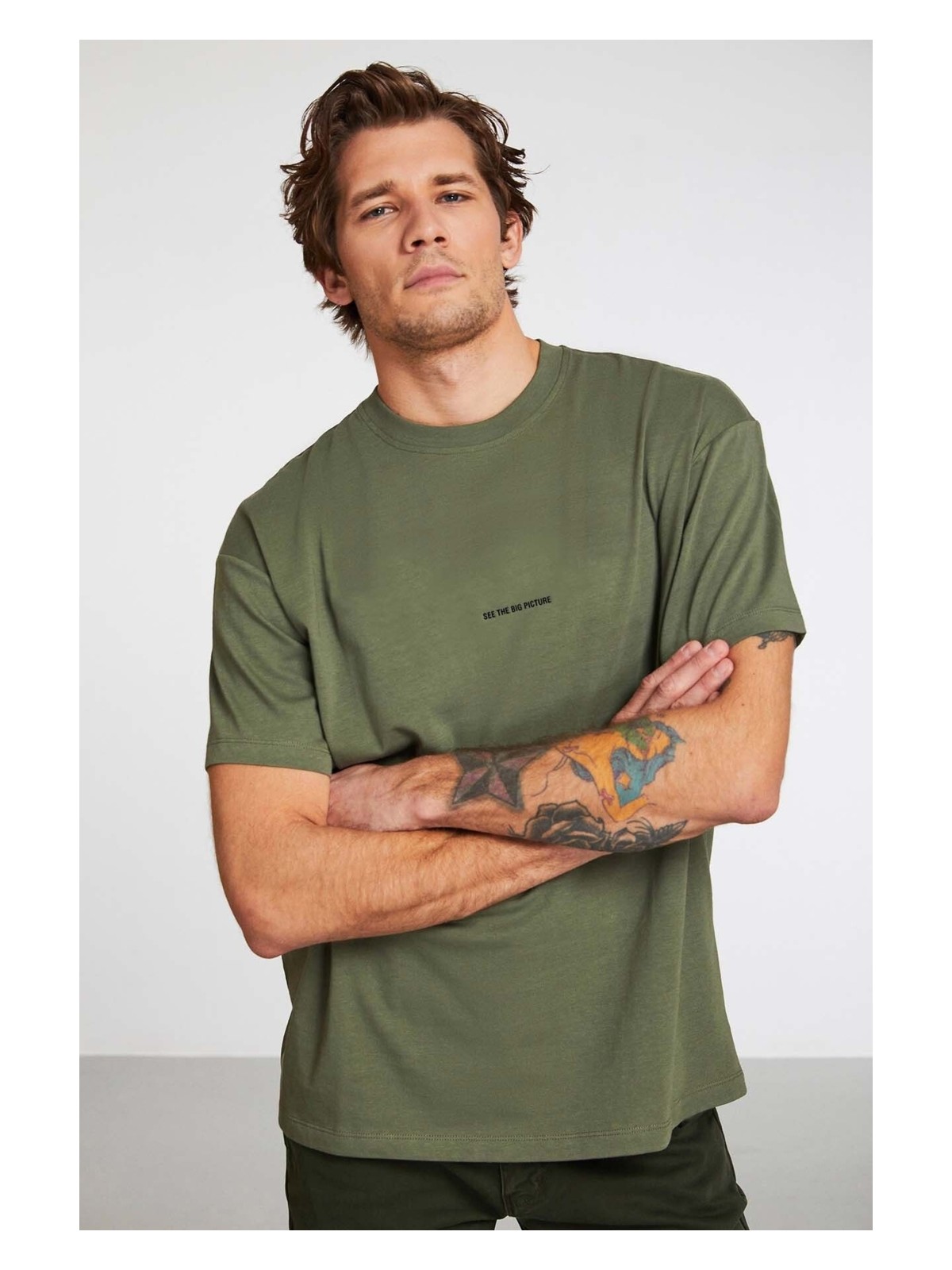 Grimelange Rıver Erkek Oversize Fit Bol Kesim Nakış Işlemeli Basic Örme Mor T-shirt - Görsel 4