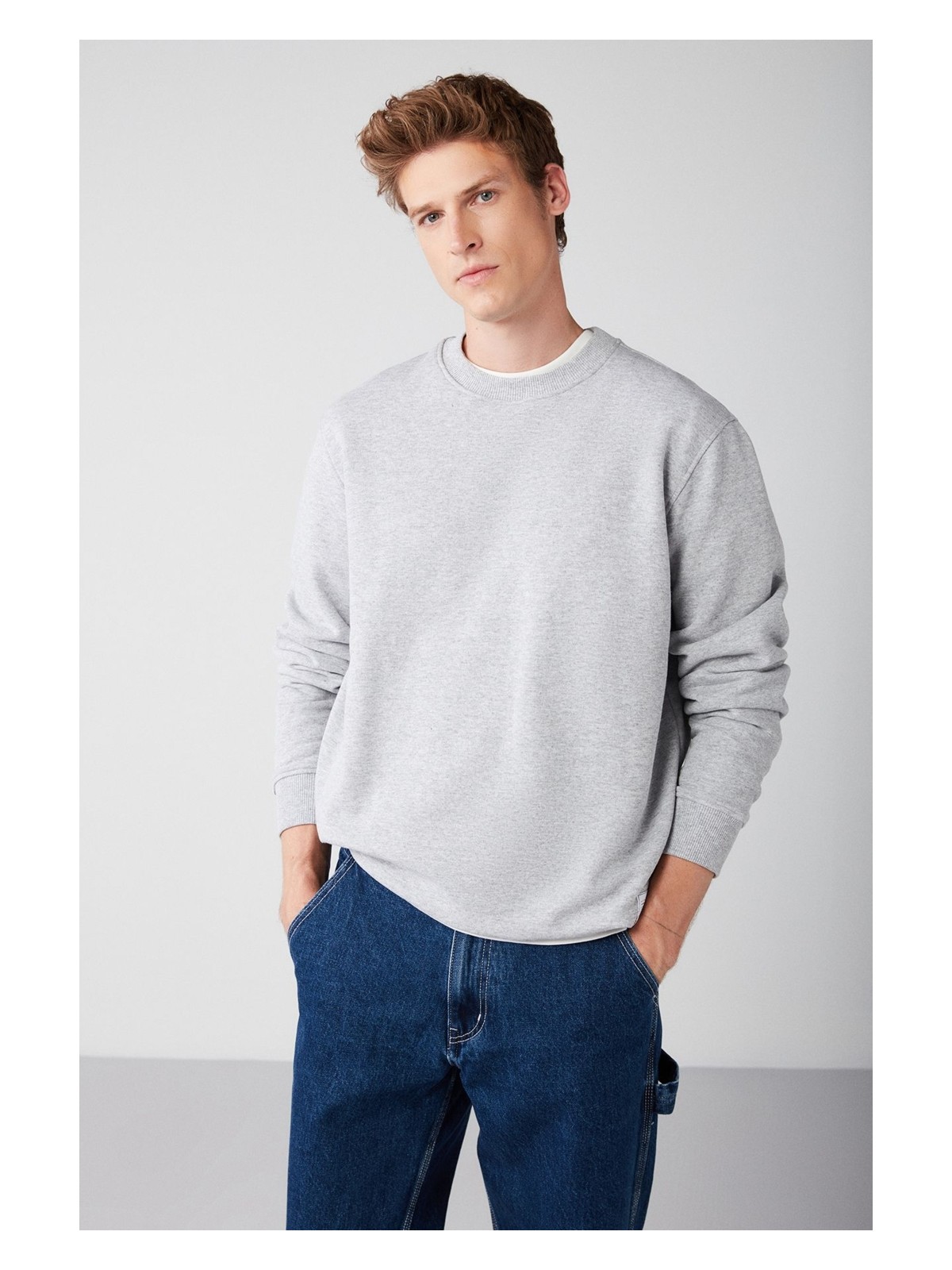 Grimelange Travıs Erkek Organik Kumaşlı Yumuşacık Regular Fit Yuvarlak Yakalı Lacivert Sweatshirt - Görsel 6