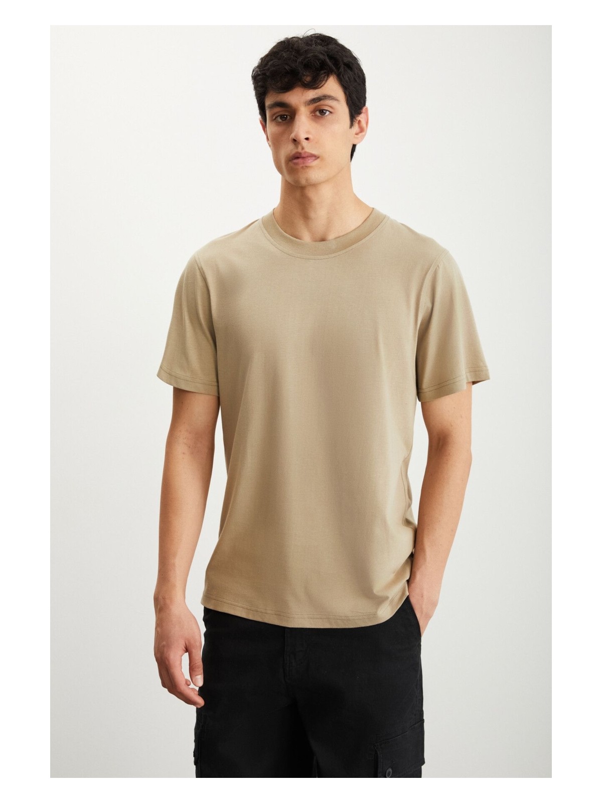 Grimelange Mıchel Erkek Slim Fit Dar Kesim %100 Organik Pamuklu Yana Kayan Dikişli Basic Örme Yeşil T-shirt - Görsel 4