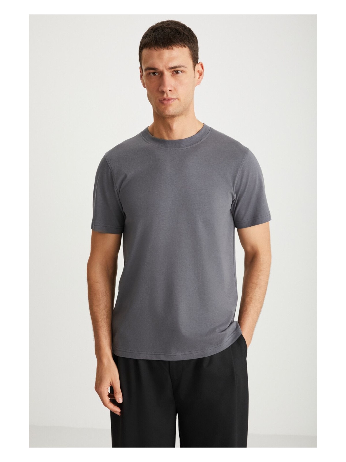 Grimelange Mıchel Erkek Slim Fit Dar Kesim %100 Organik Pamuklu Yana Kayan Dikişli Basic Örme Yeşil T-shirt - Görsel 7