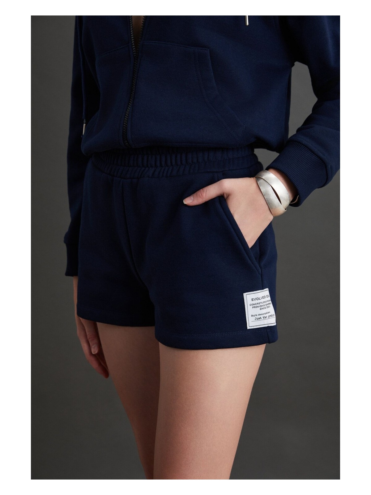 Grimelange Lyka Kadın Organik Pamuk 3 Iplik Içi Şardonlu Süs Etiketi Detaylı Regular Mavi Sweatshirt - Görsel 4