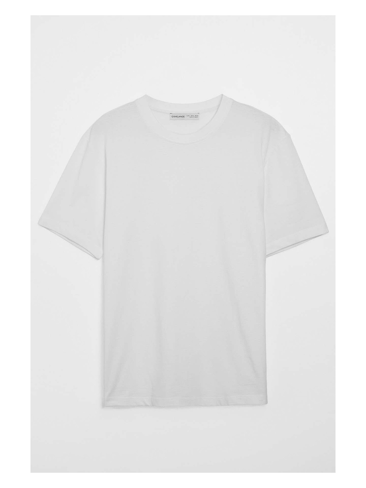 Grimelange Solo Erkek %100 Organik Pamuklu Kalın Dokulu Comfort Fit Bisiklet Yakalı Beyaz T-shirt