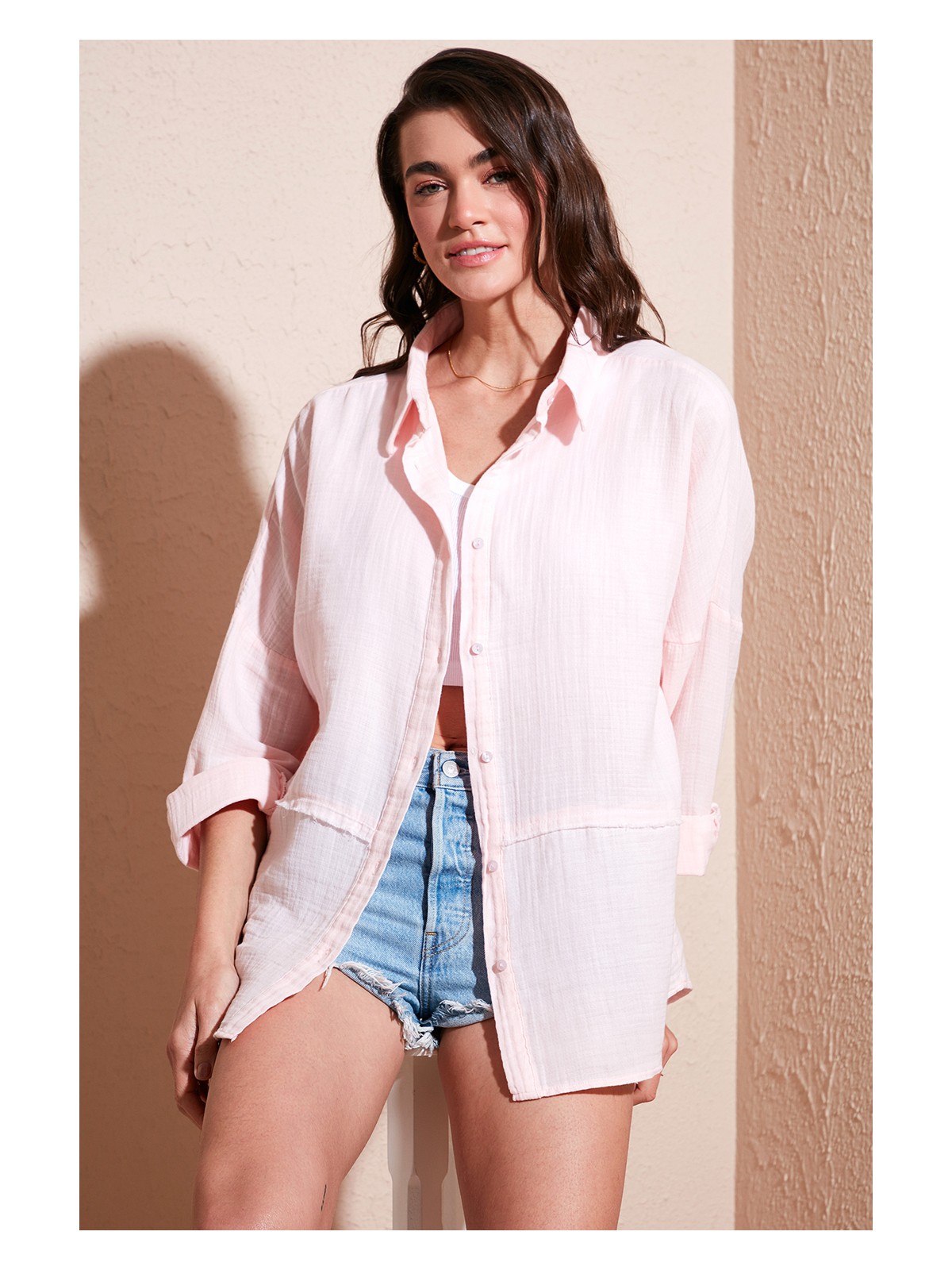 Lela Pamuklu Regular Fit Müslin Gömlek Kadın Gömlek CF25S166905 - Görsel 6