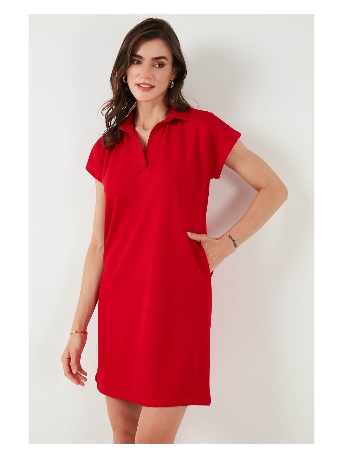 Lela Regular Fit Polo Yaka Mini Elbise Bayan Elbise 5866153 - Görsel 2