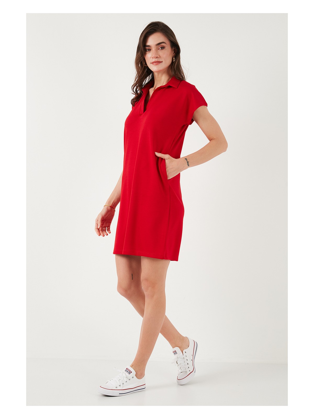 Lela Regular Fit Polo Yaka Mini Elbise Bayan Elbise 5866153 - Görsel 3