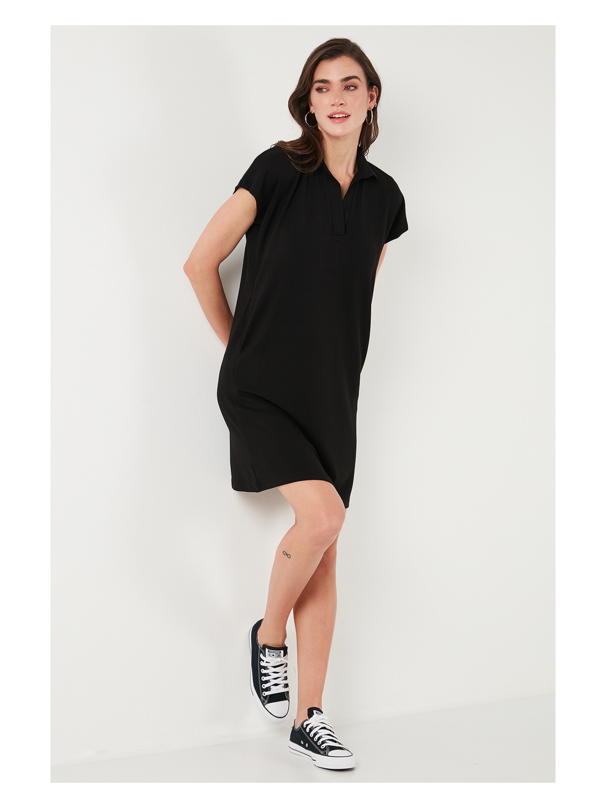 Lela Regular Fit Polo Yaka Mini Elbise Bayan Elbise 5866153 - Görsel 3