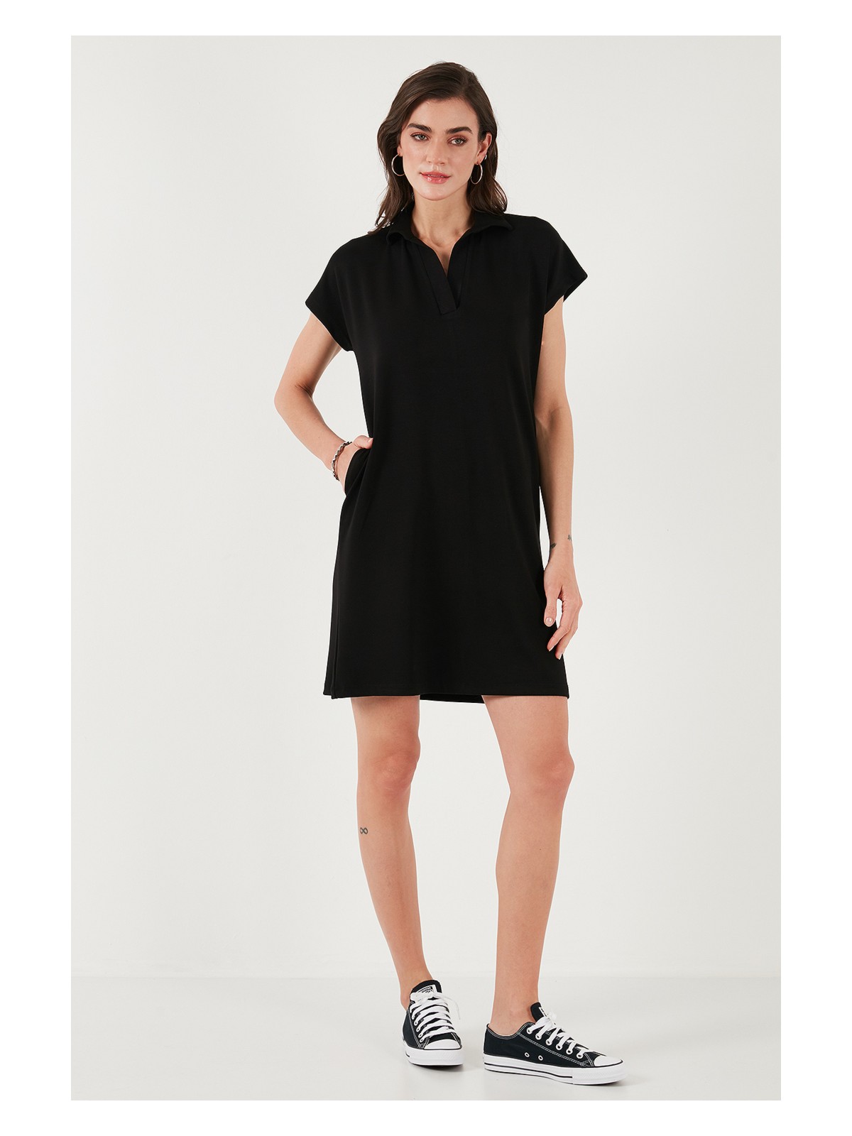 Lela Regular Fit Polo Yaka Mini Elbise Bayan Elbise 5866153 - Görsel 4