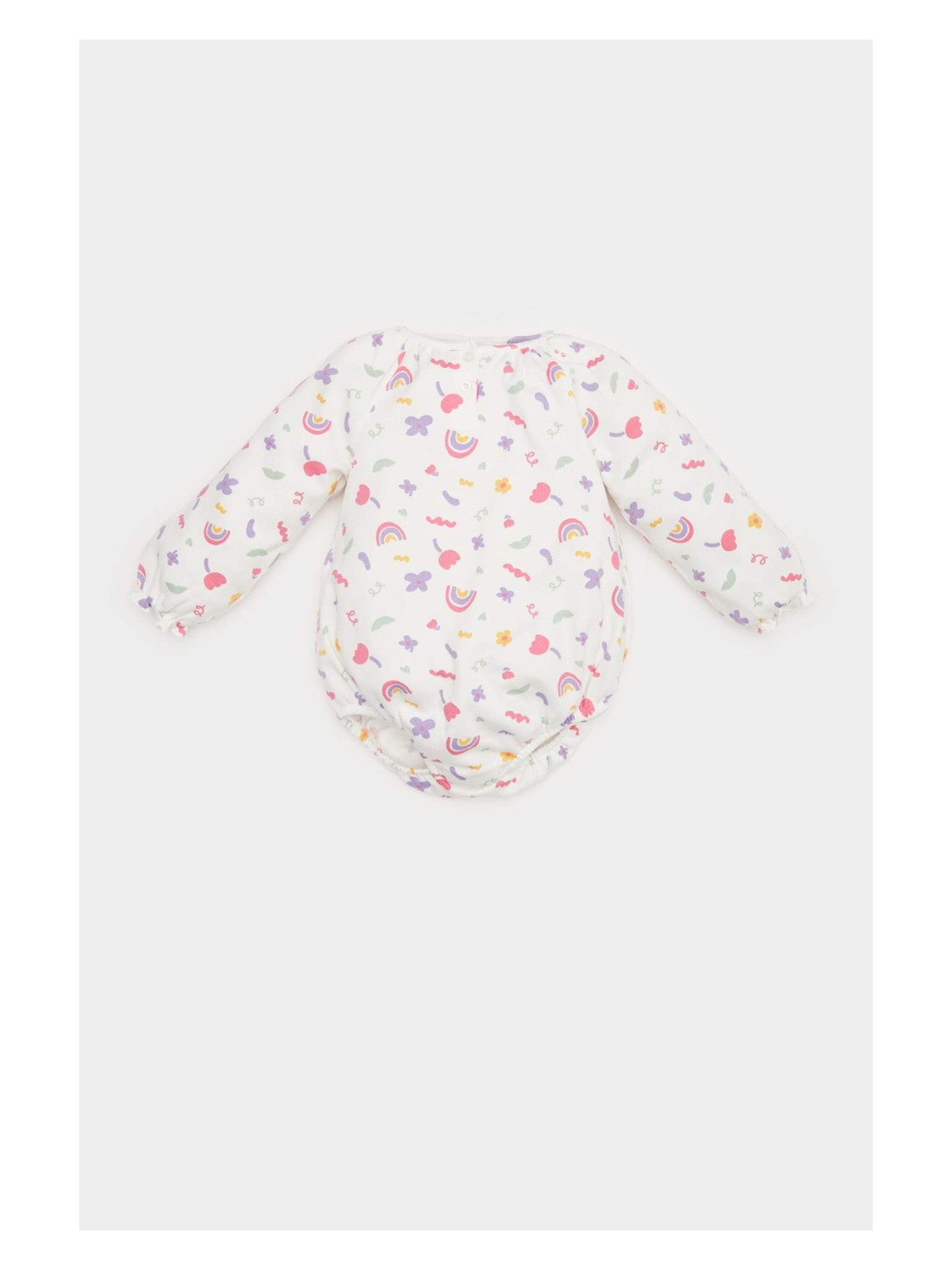 DeFacto Bisiklet Yaka Gökkuşağı Baskılı Waffle Uzun Kollu Çıtçıtlı Body Kız Bebek Yenidoğan E2381A525SP
