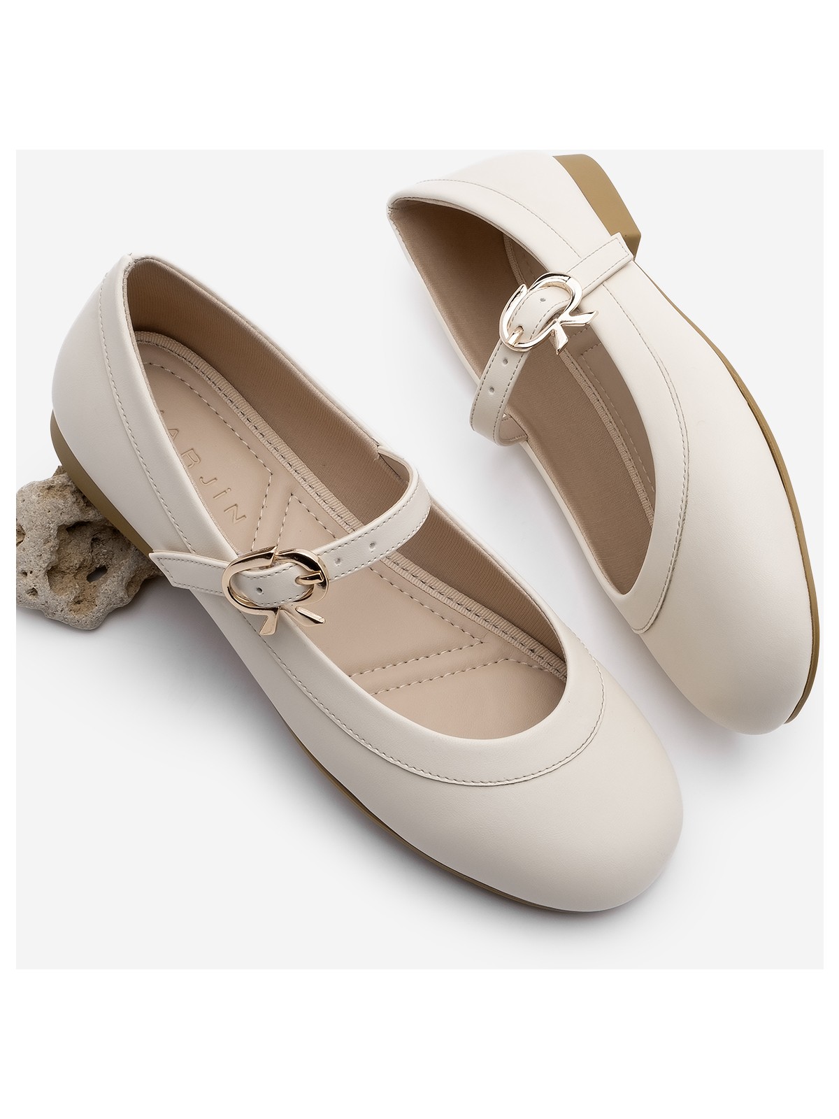 Marjin Kadın Tokalı Babet Meladi Ekru