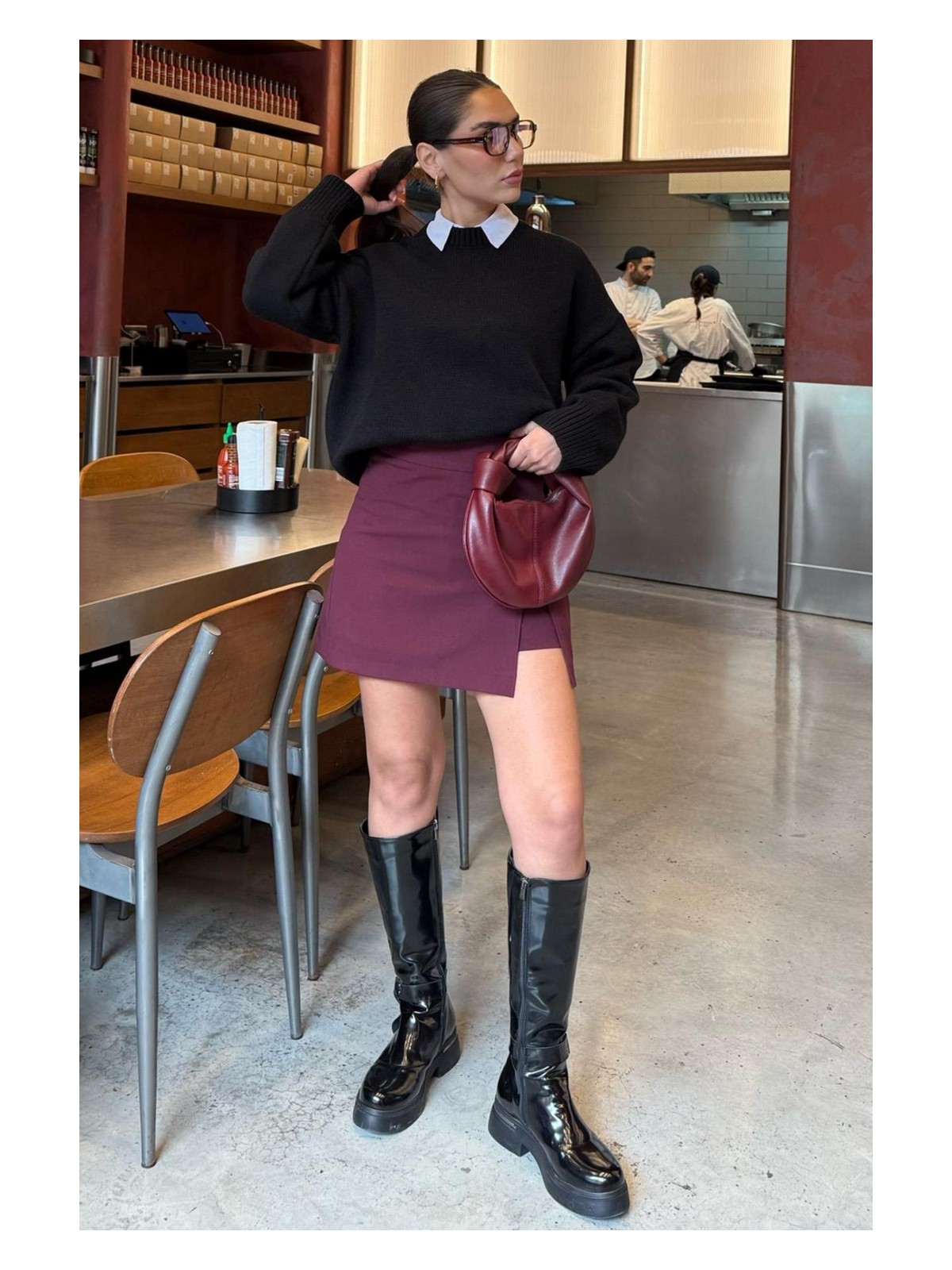 Madmext Gri Yırtmaç Detaylı Kadın Şort Etek MG2315 - Görsel 4