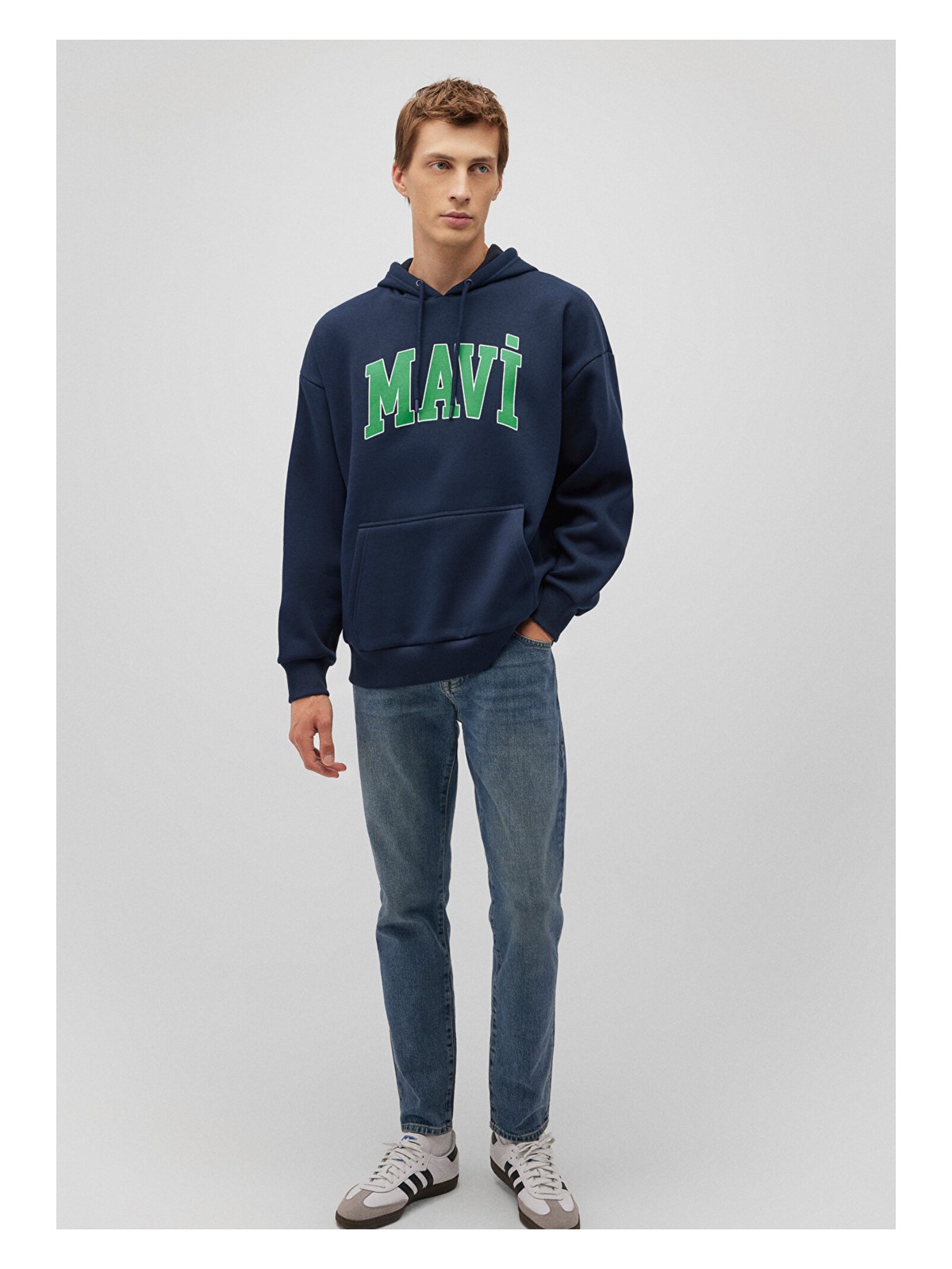 Mavi Mavi Logo Baskılı Kapüşonlu Lacivert Sweatshirt 067149-29743