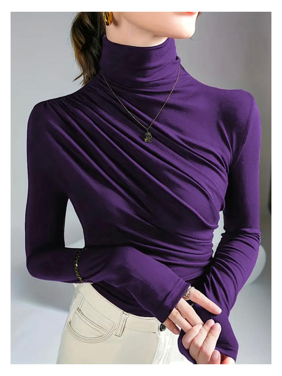 peri tower Kadın Dik Yaka Büzgülü Bluz