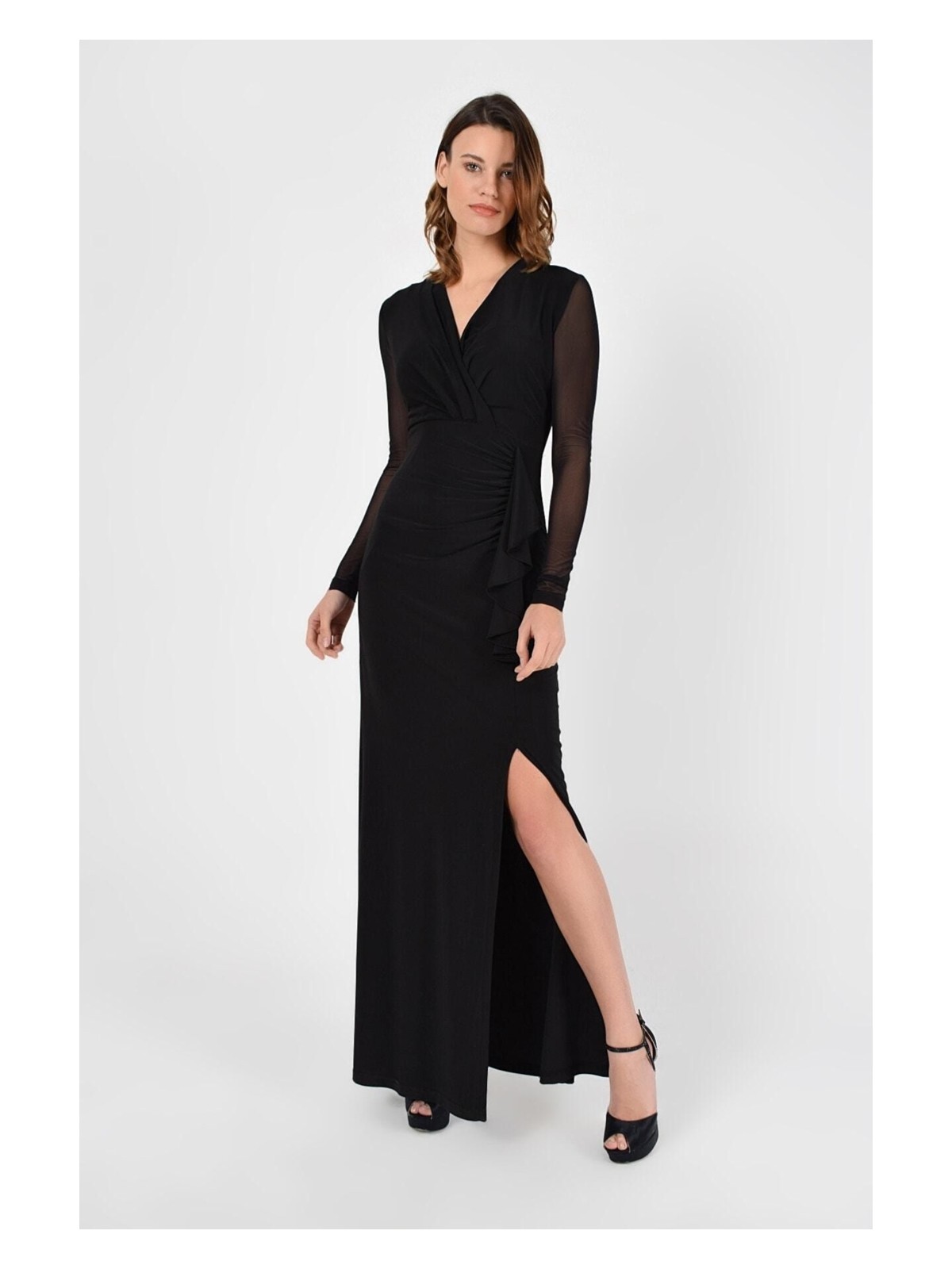 Laranor Kadın Yırtmaç Detay Volanlı Balık Elbise