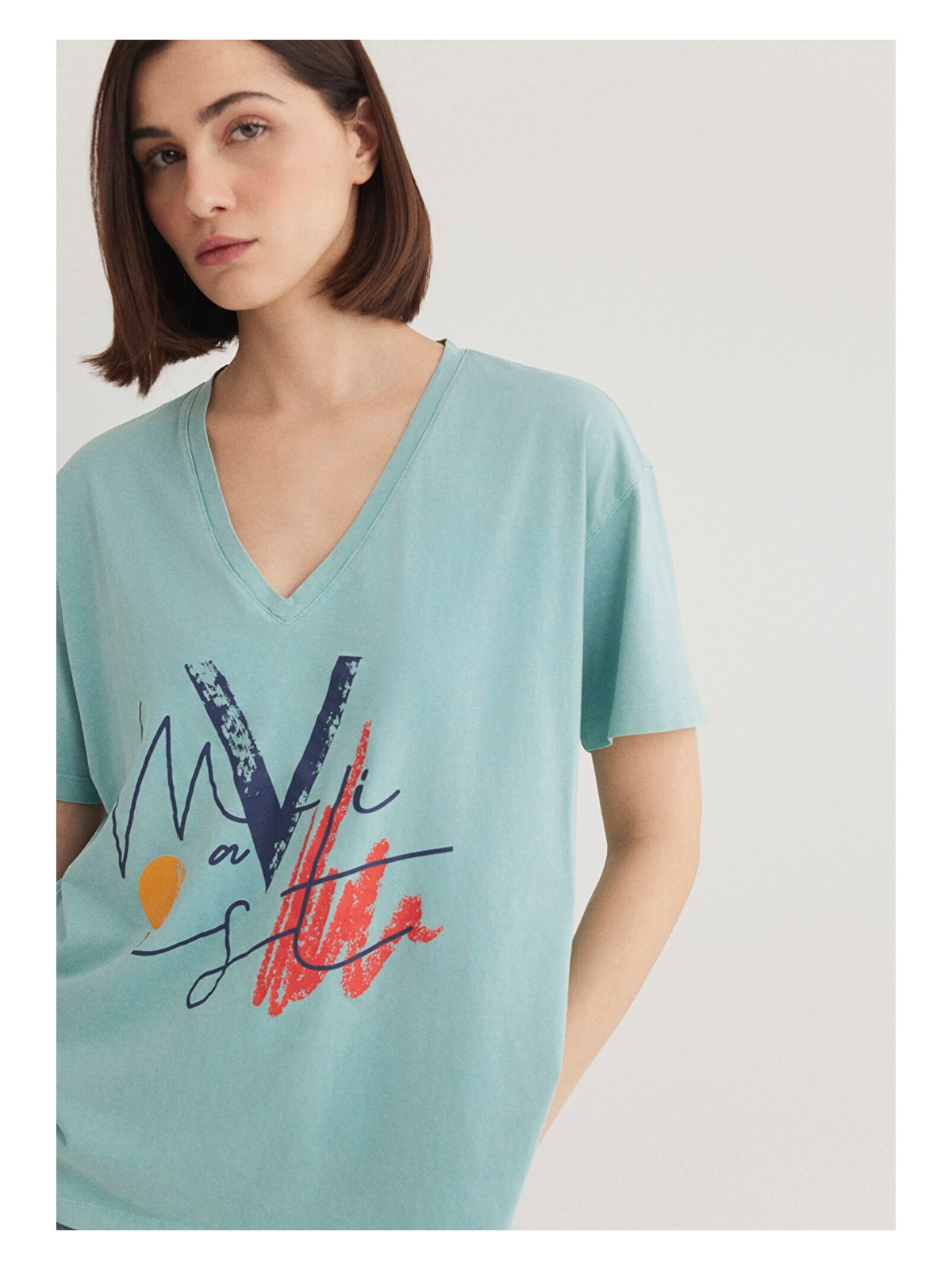 Mavi Mavi Baskılı Yeşil İstanbul Tişört 1601176-34078