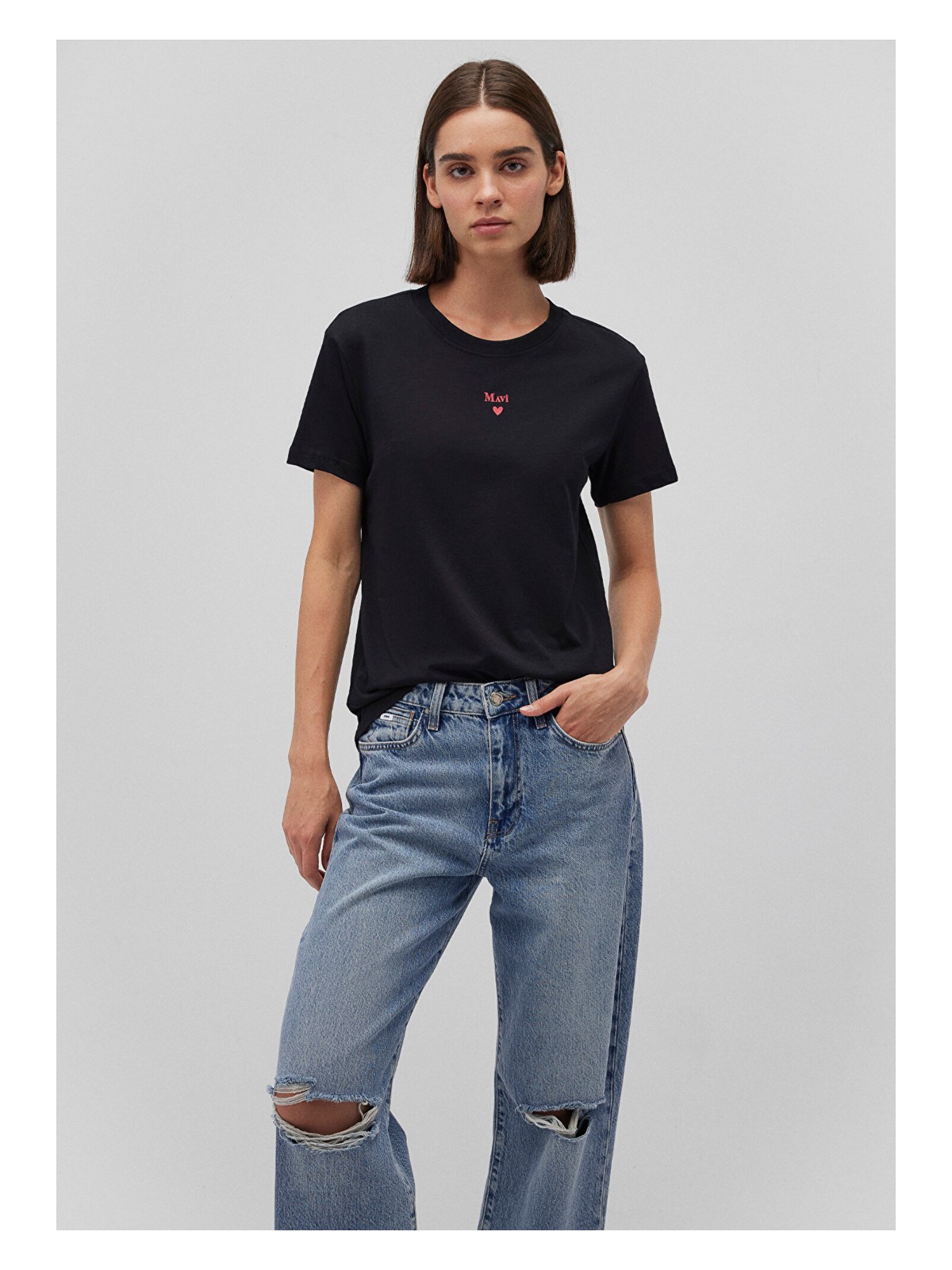 Mavi Mavi Logo Baskılı Siyah Tişört 1601185-900
