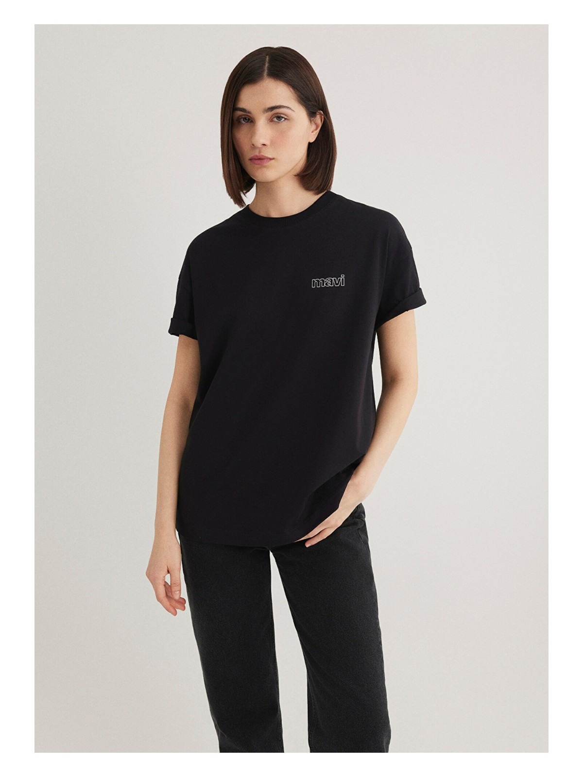 Mavi Mavi Logo Baskılı Siyah Tişört 1611309-900
