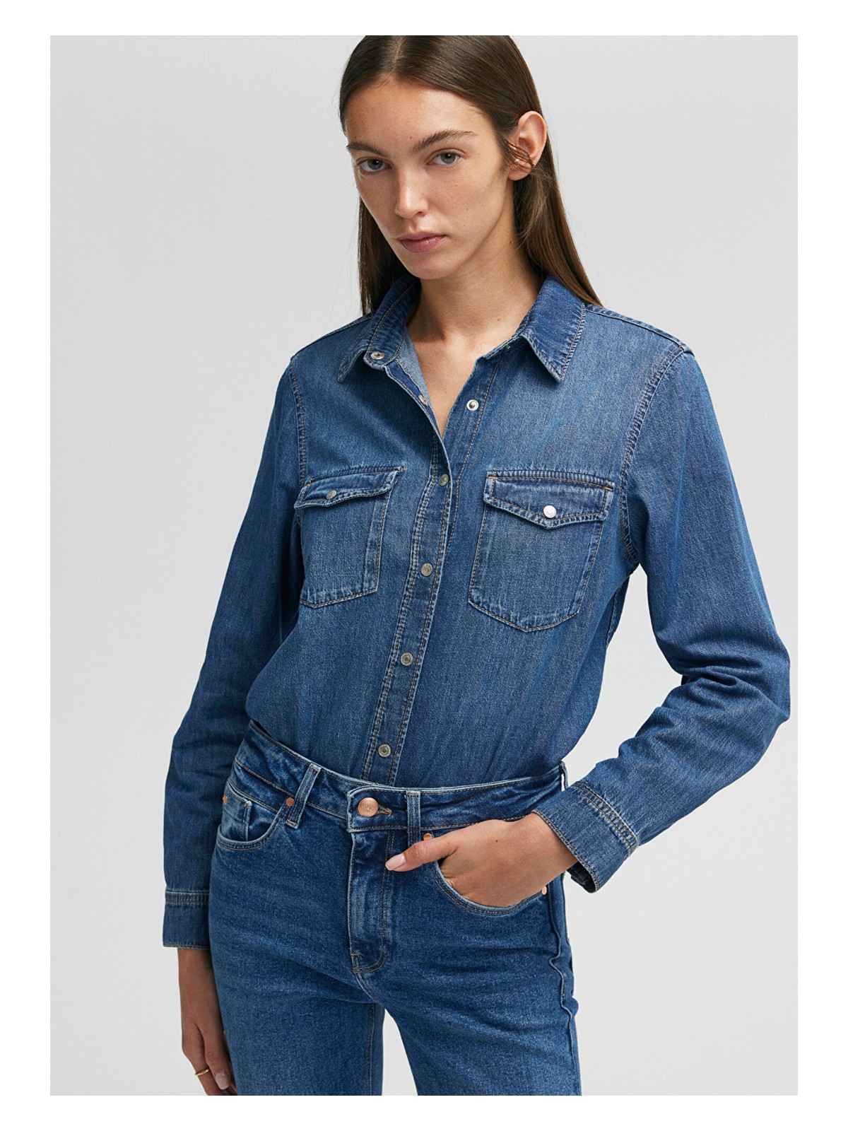 Mavi Merida Real Blue Koyu Mavi Jean Gömlek 1210662-86490