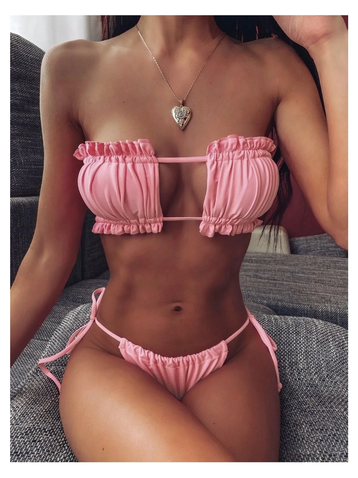 Ezra Bikini Takım Brazilian Model Büzgülü Bağlamalı - Görsel 4