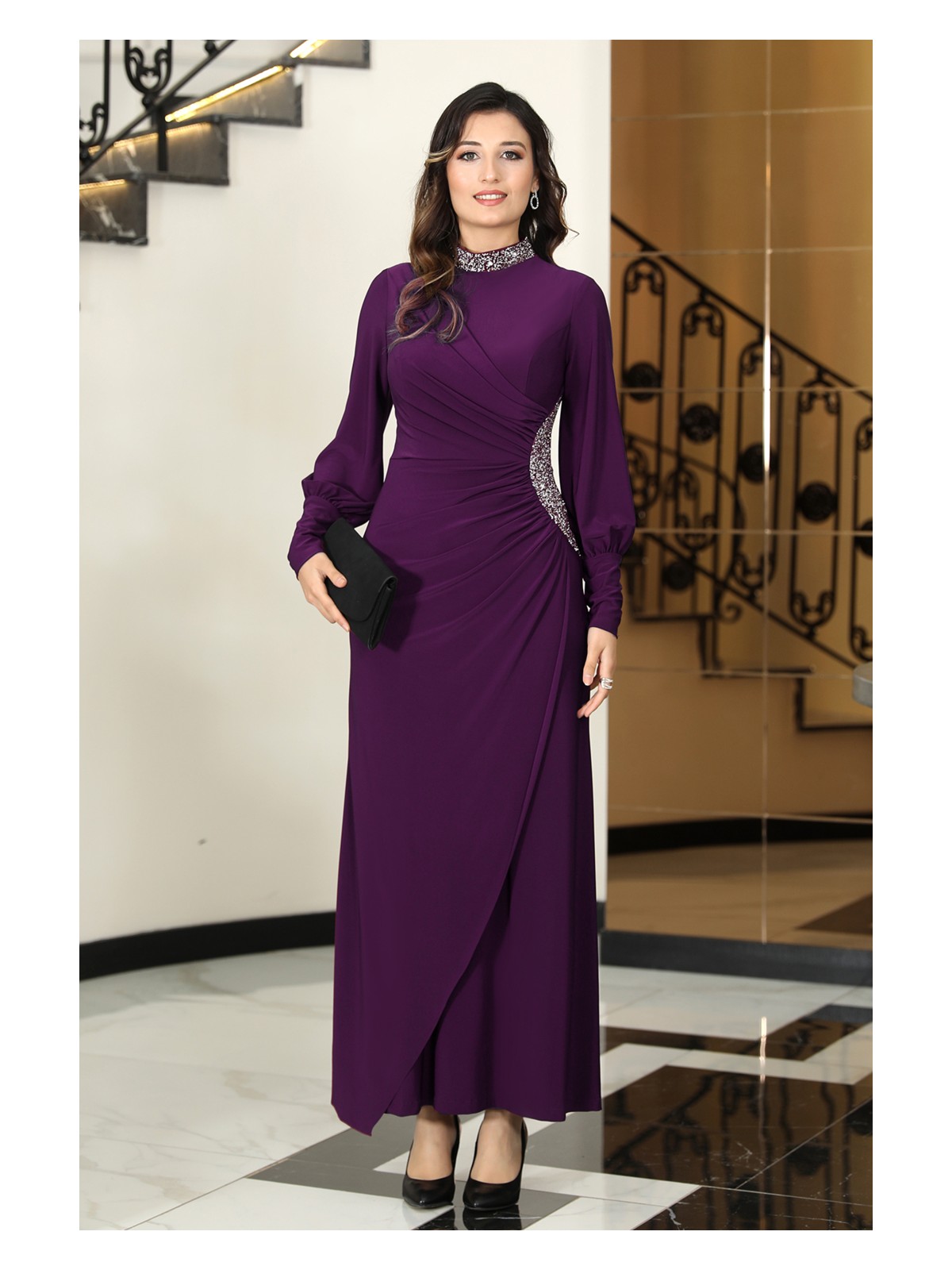 Elben Moda Lavin Taş Detaylı Abiye Elbise - Görsel 6