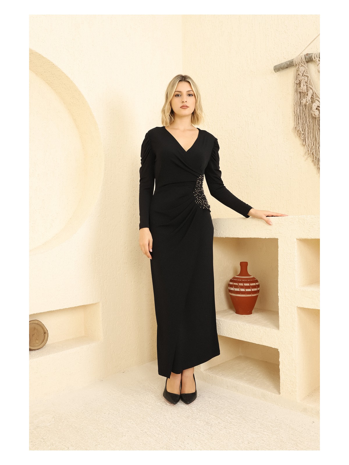 SEVENLINE Taş Detaylı Balık Abiye Elbise - Görsel 4