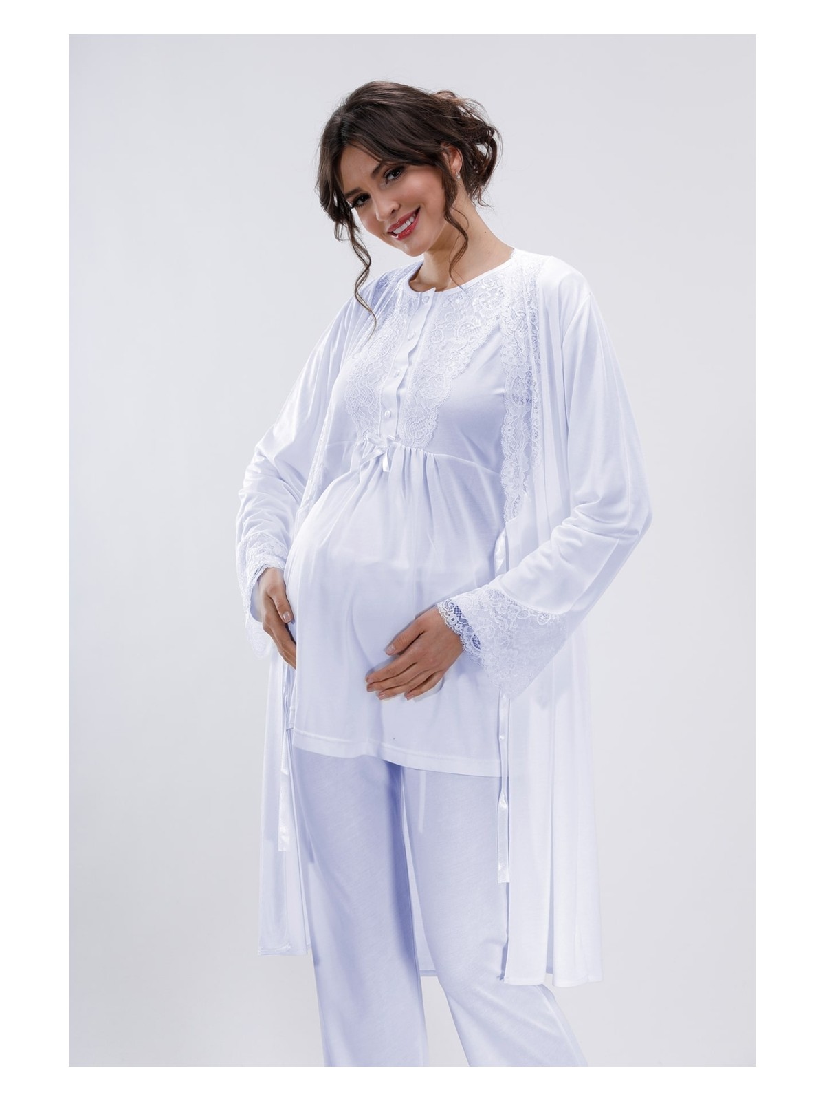 Lorian's Mavi Hamile ve Lohusa Pijama Takımı 3'lü Set