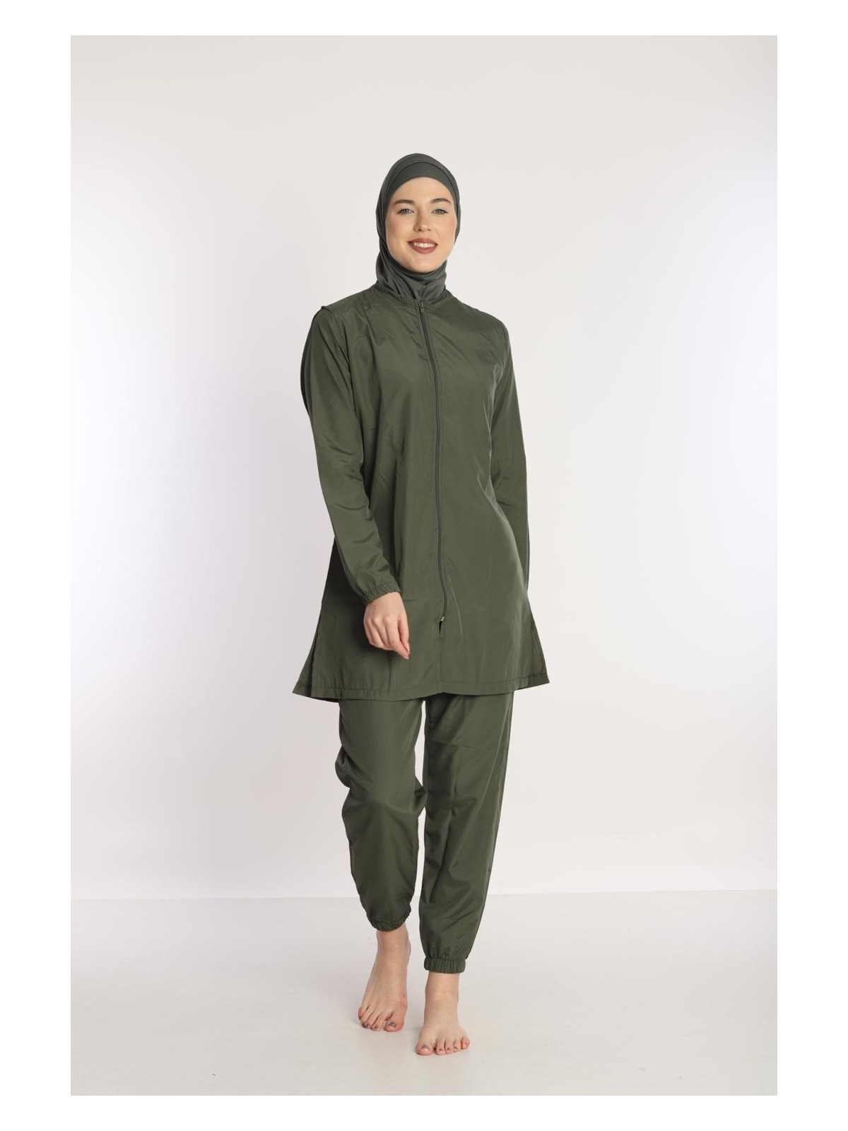 Pemilo Kadın 23203 Büzgülü Paraşüt Tam Tesettür Mayo Mürdüm - Görsel 7