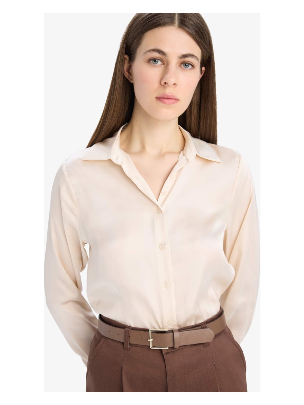 DeFacto Regular Fit Saten Uzun Kollu Gömlek Z2989AZ25SP - Görsel 4