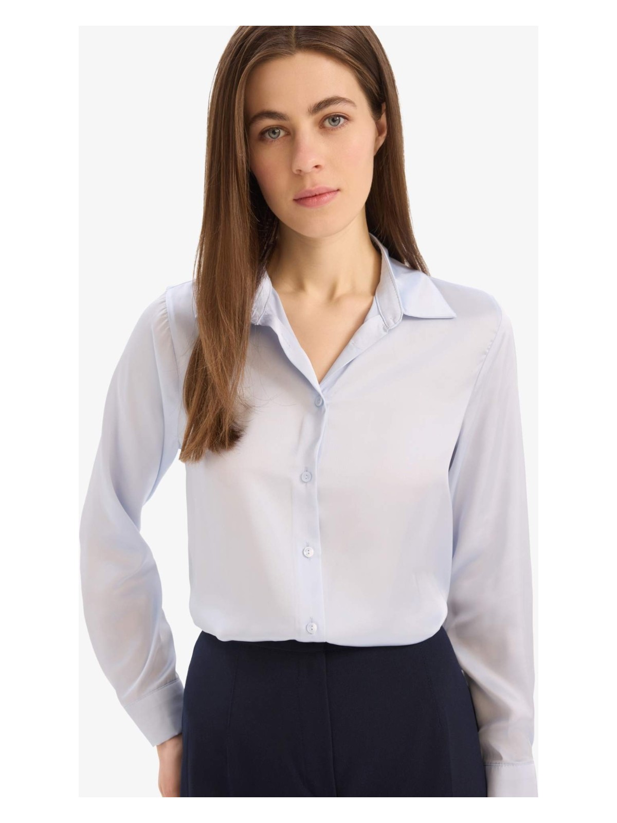 DeFacto Regular Fit Saten Uzun Kollu Gömlek Z2989AZ25SP