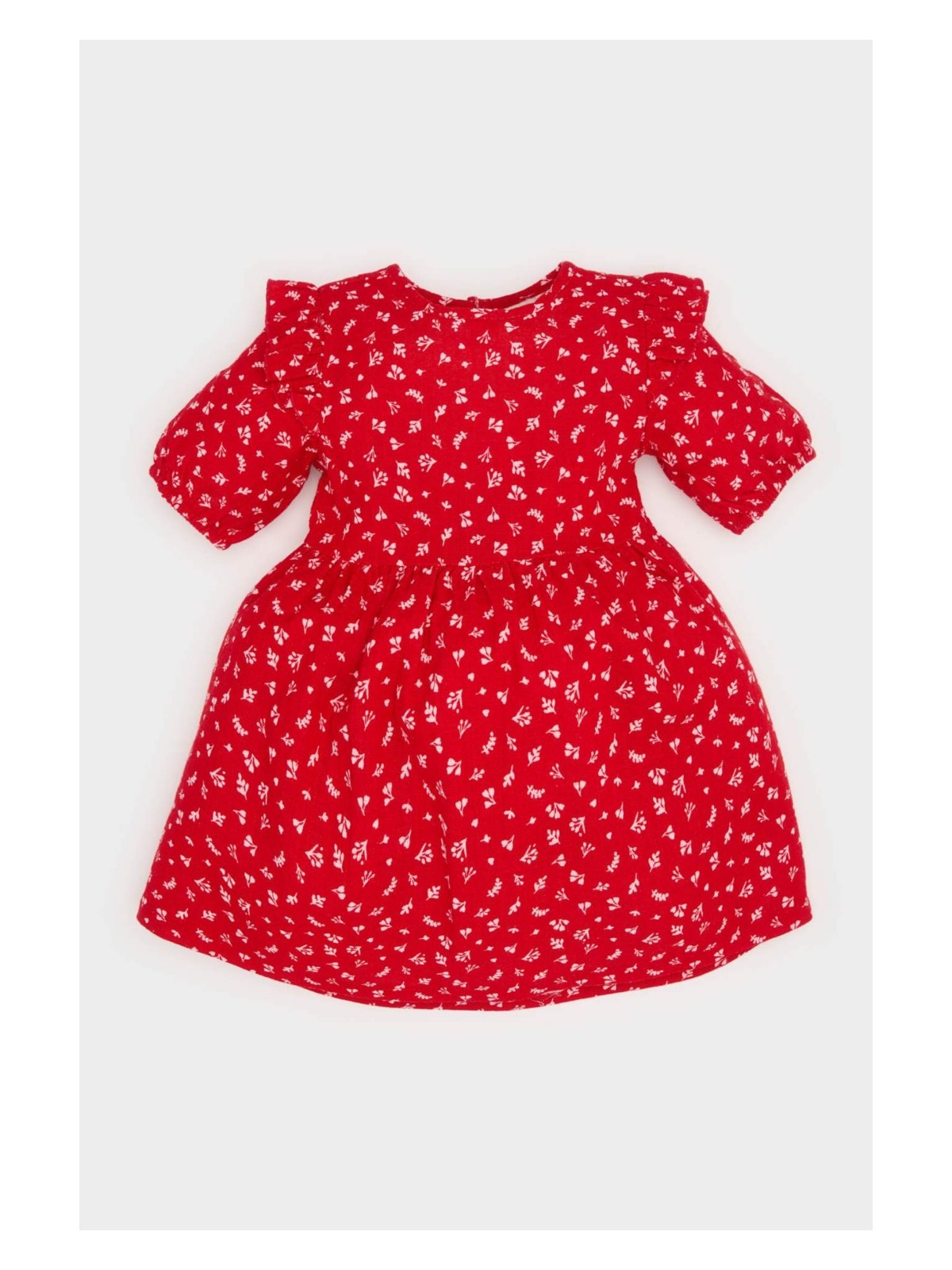 DeFacto Desenli Kısa Kollu Flamlı Poplin Elbise Kız Bebek E5809A525SP