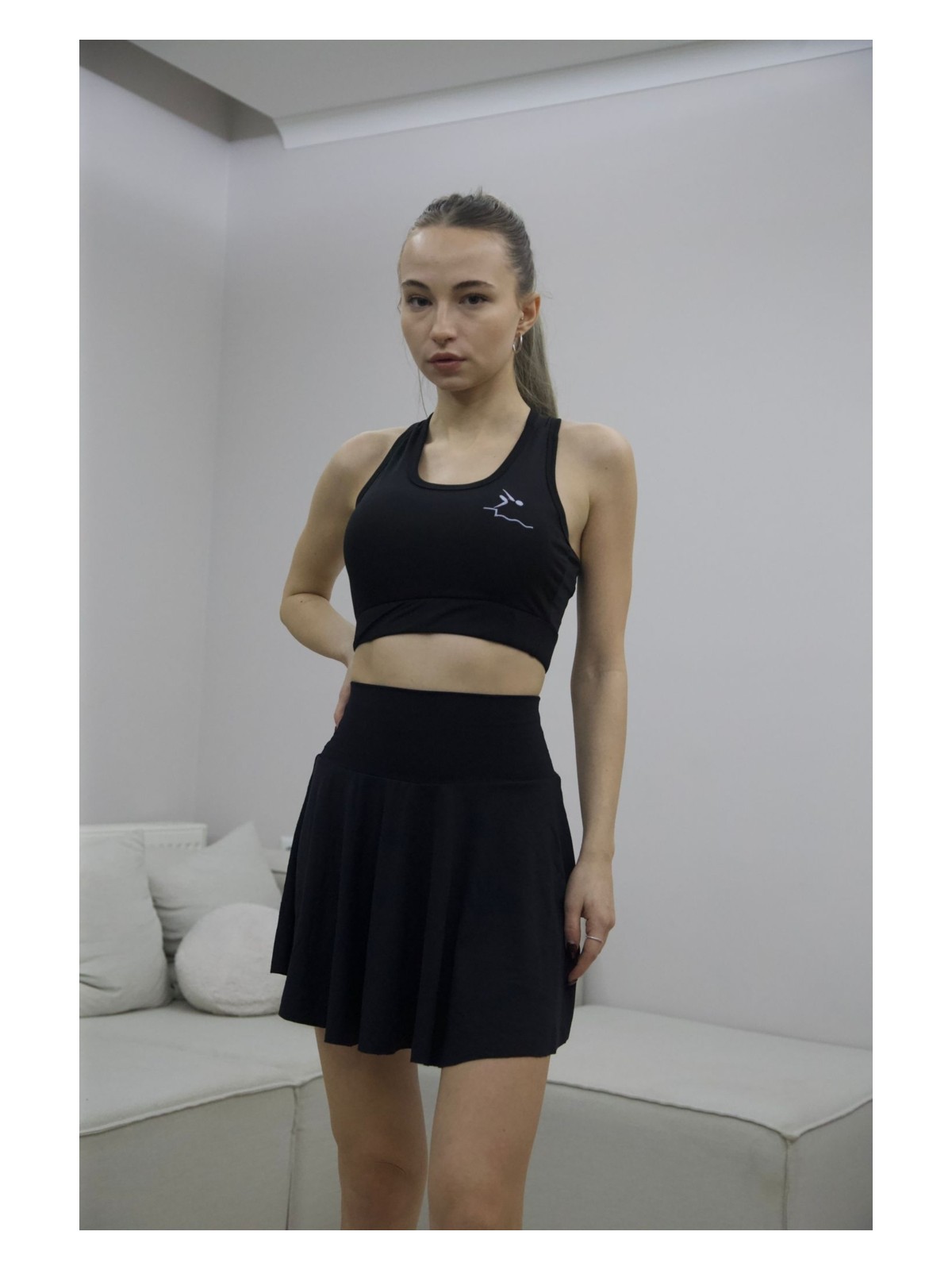 BCFSWİMSPORTS Siyah Yüksek Bel Şortlu Etek Bikini Altı Mayo Etek Kadın Mayo Esnek Kısa Etek Plaj & Spor Şort Etek - Görsel 3