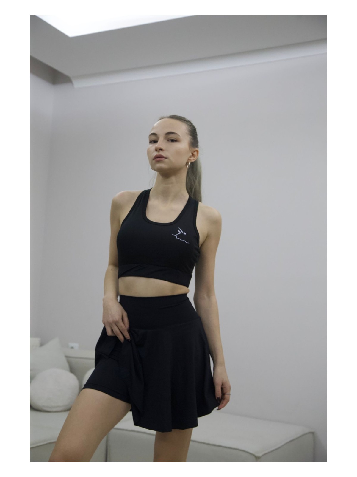 BCFSWİMSPORTS Siyah Yüksek Bel Şortlu Etek Bikini Altı Mayo Etek Kadın Mayo Esnek Kısa Etek Plaj & Spor Şort Etek - Görsel 4