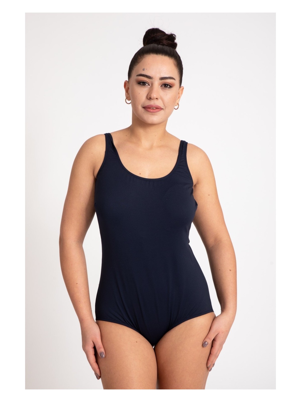 Pemilo Kadın 675 Büyük Beden Düz Askılı Mayo Siyah - Görsel 4