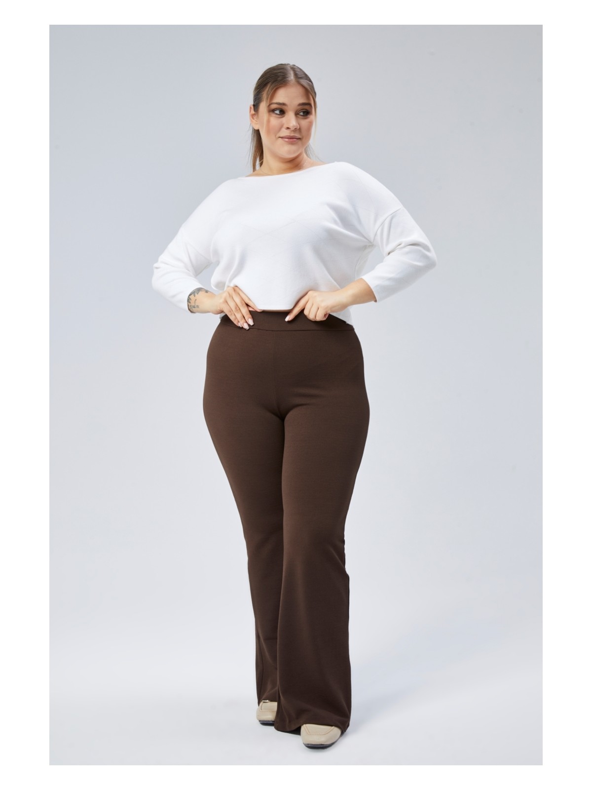 Symirna Ispanyol Paça Büyük Beden Esnek Kadın Pantolon